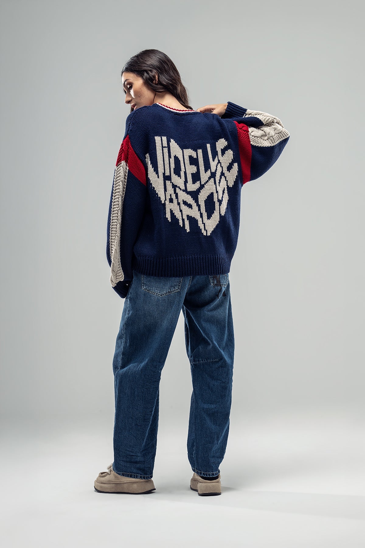 Navy Blue Knit Sweater 20034