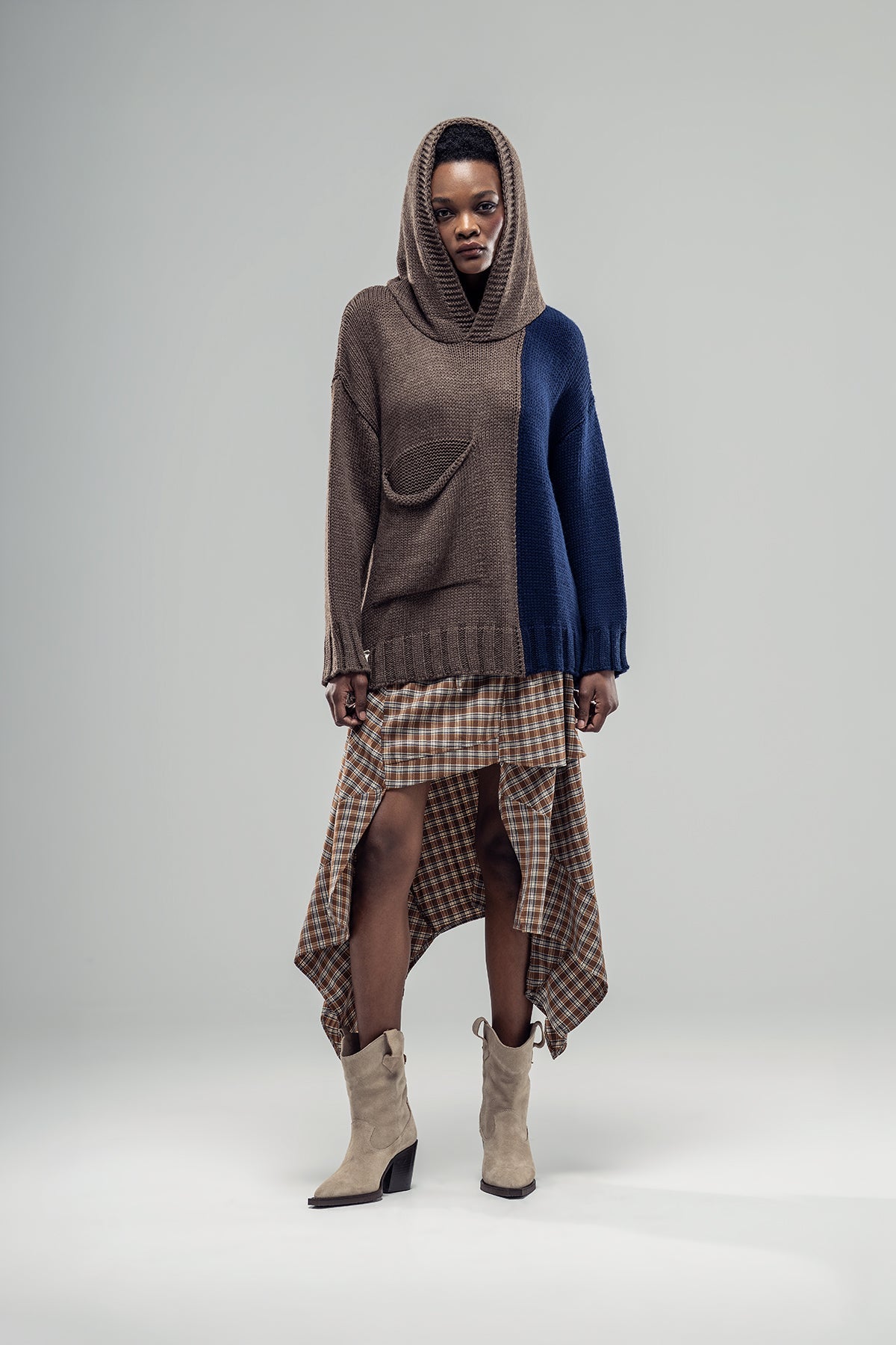 Camel Brown Grey Skirt 20159