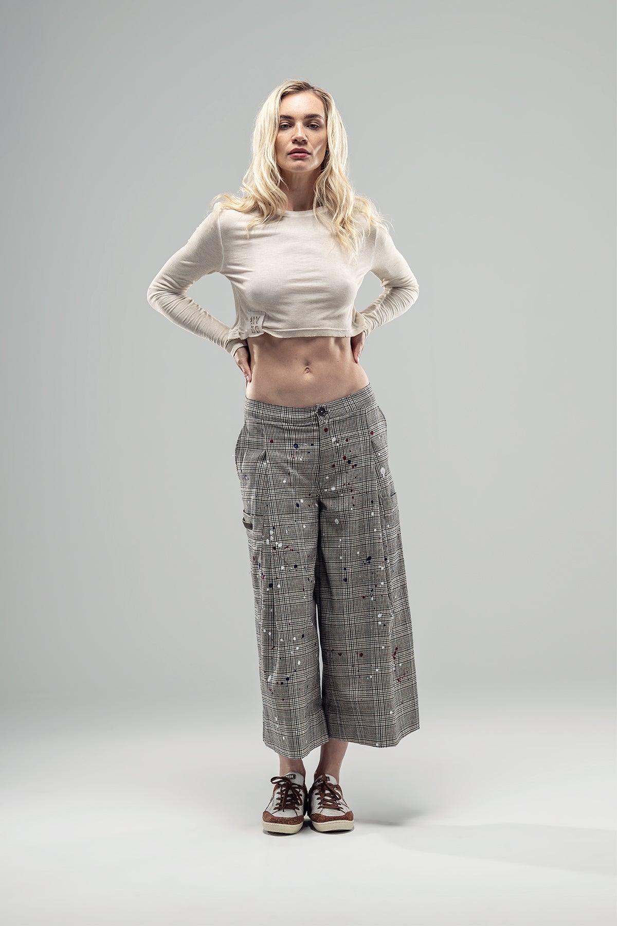 Beige Black Trousers 20250
