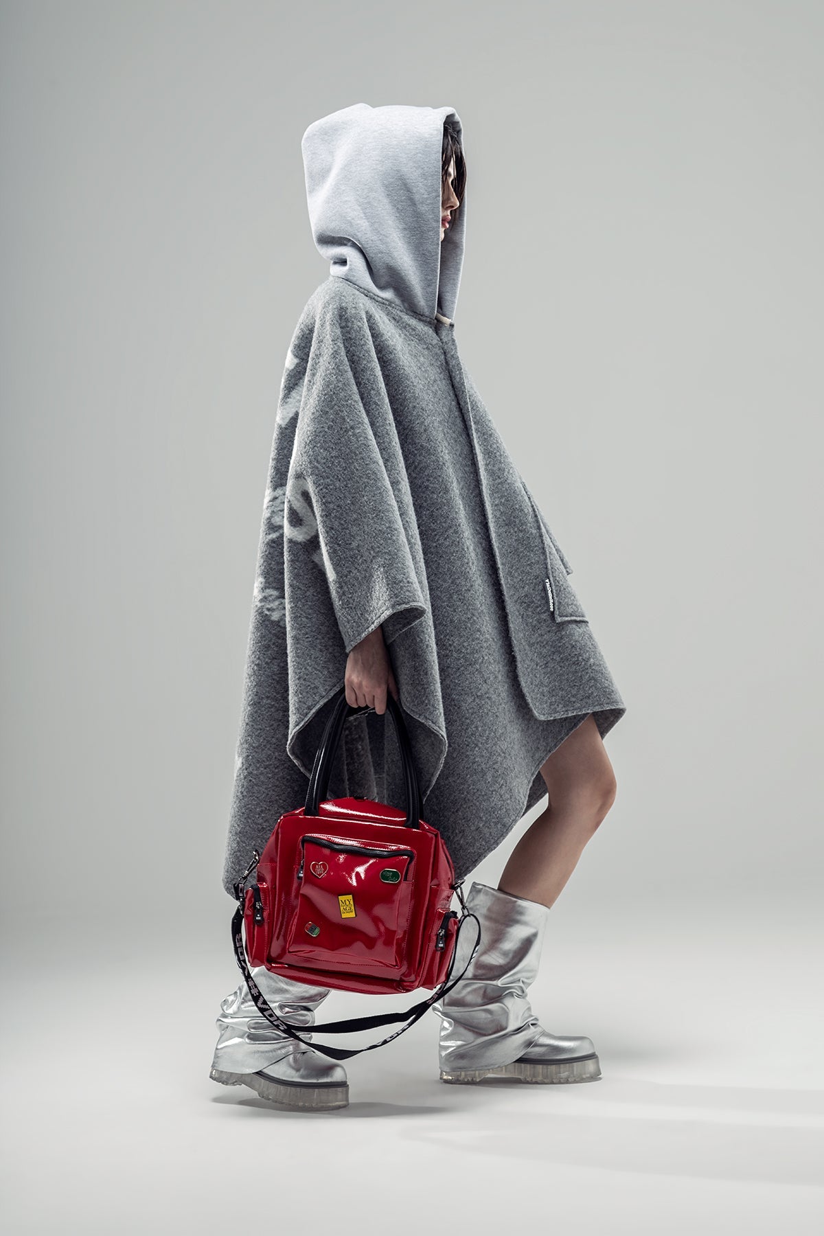 Grey Melange Poncho 20327