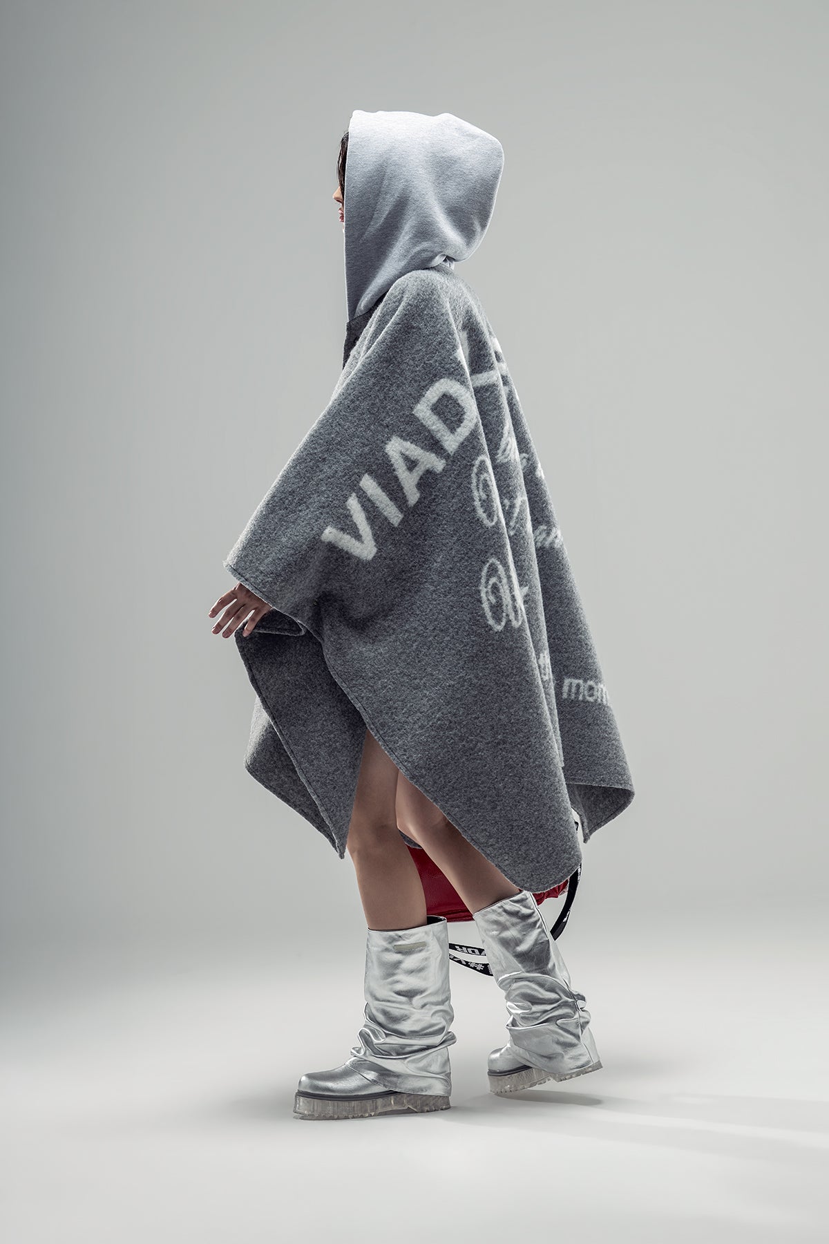 Grey Melange Poncho 20327