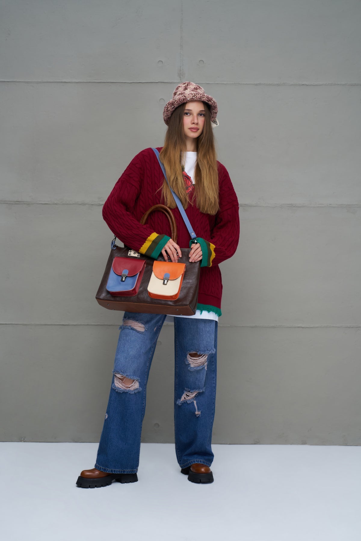 Multicolor Faux Leather Bag Woodstock