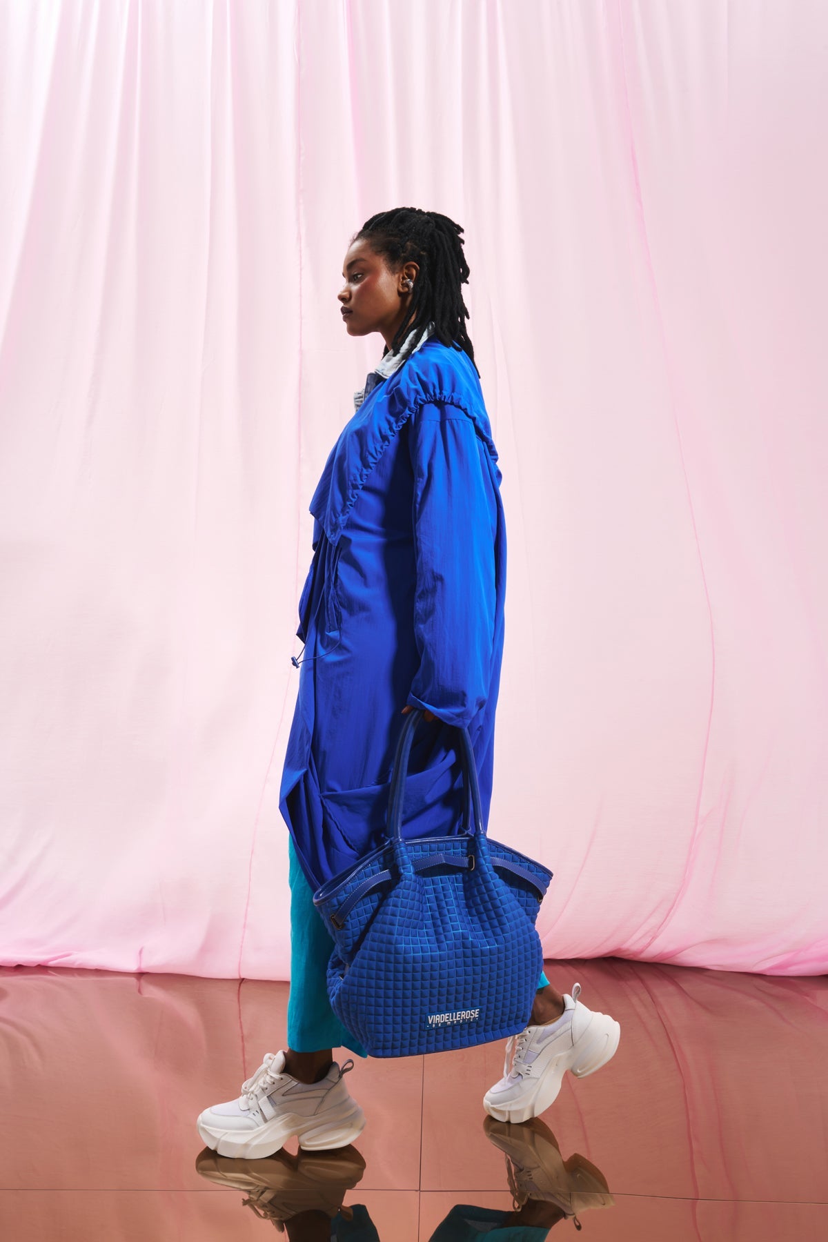 Royal Blue Quilt Scuba Shoulder Bag Yunk1