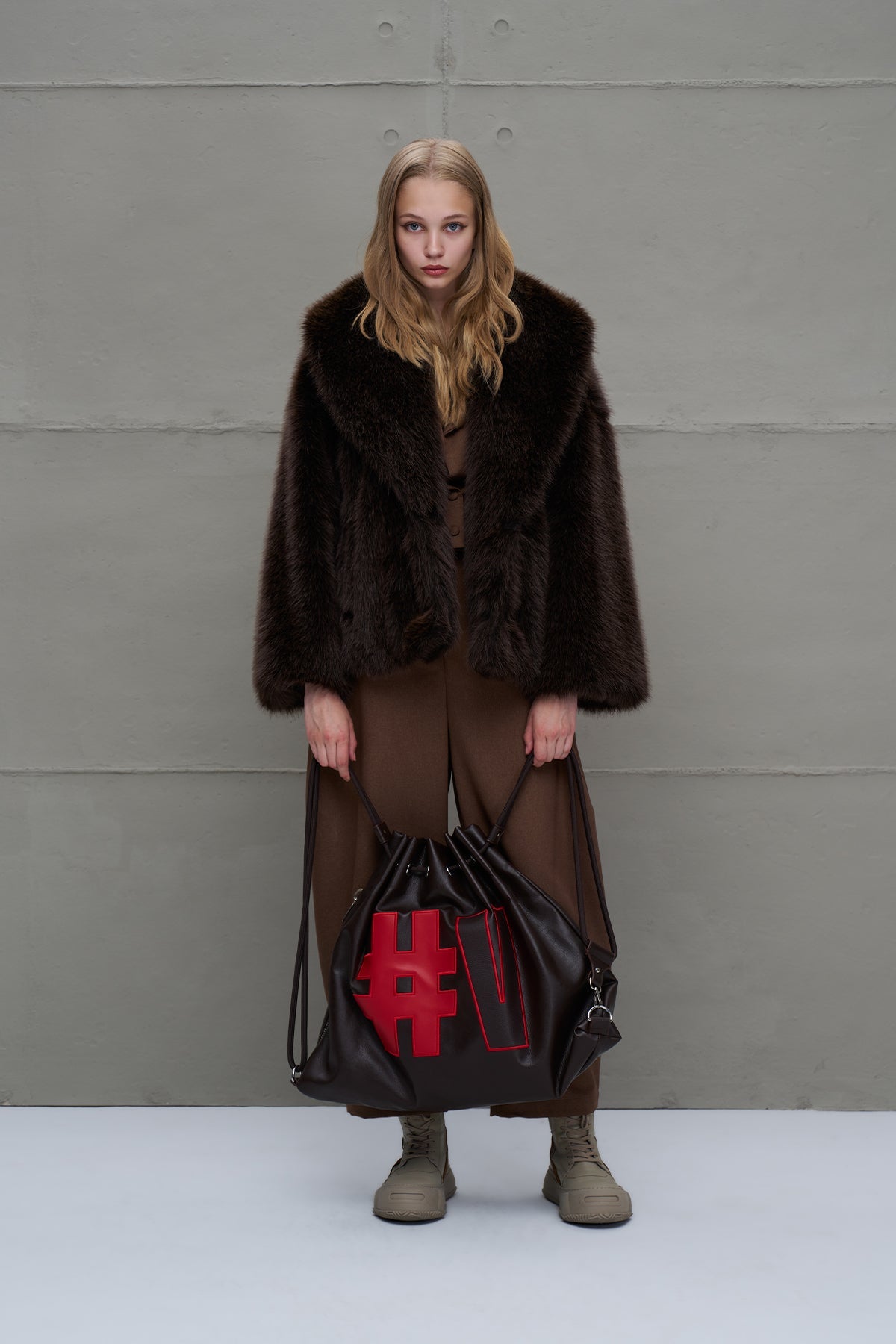 Brown Drawstring Backpack Bag Leonis1