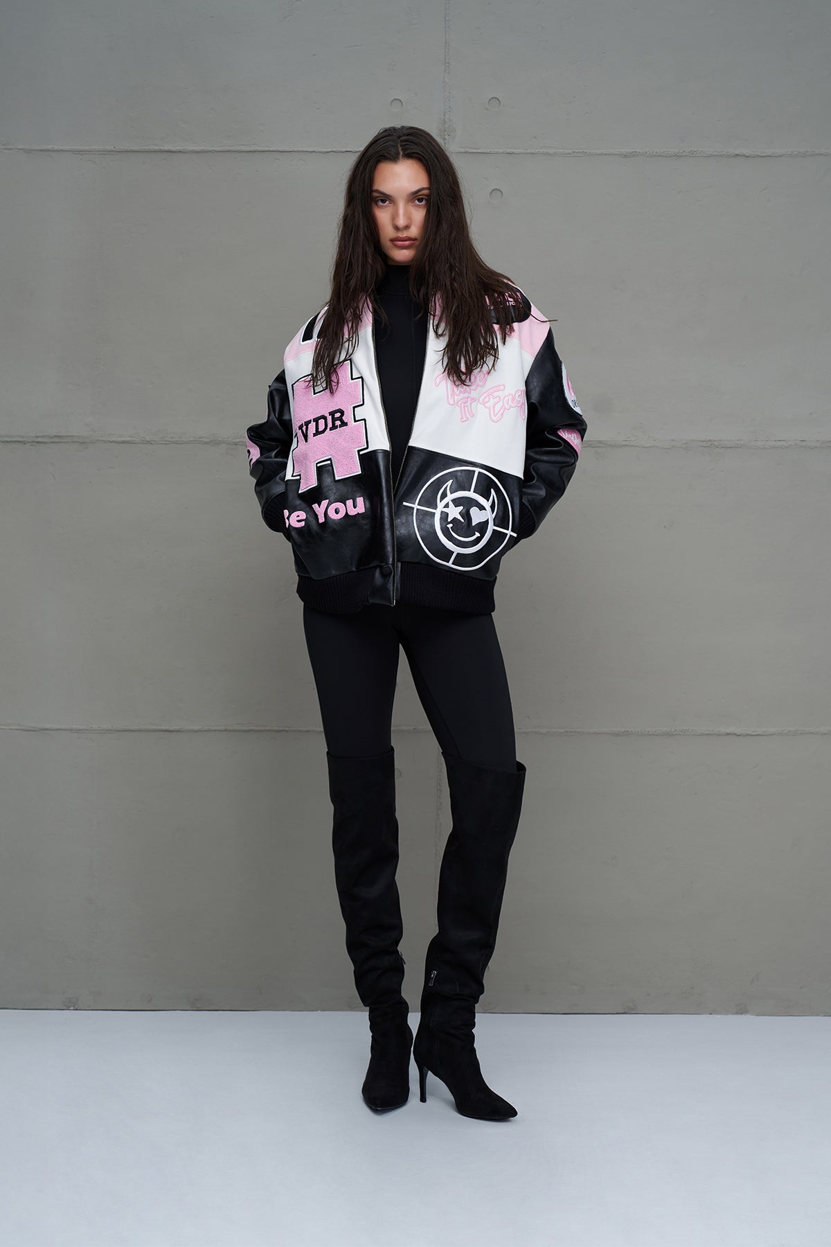 Black Pointed Toe Knee High Boots Pantera