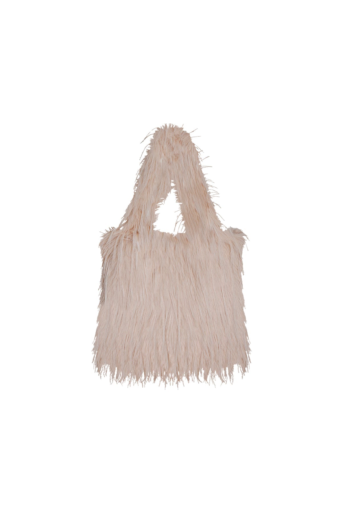 Beige Feathered Faux Fur Bag Pastel
