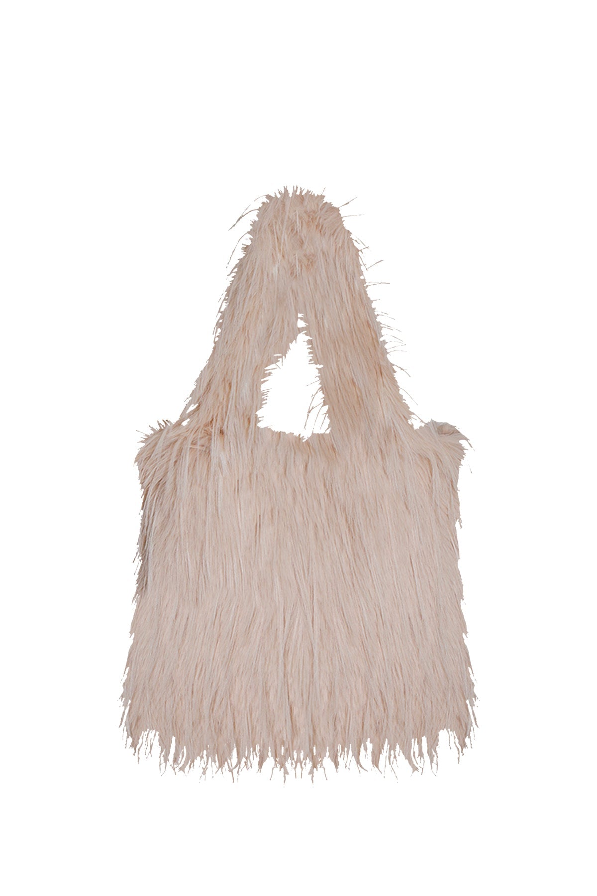 Beige Feathered Faux Fur Bag Pastel