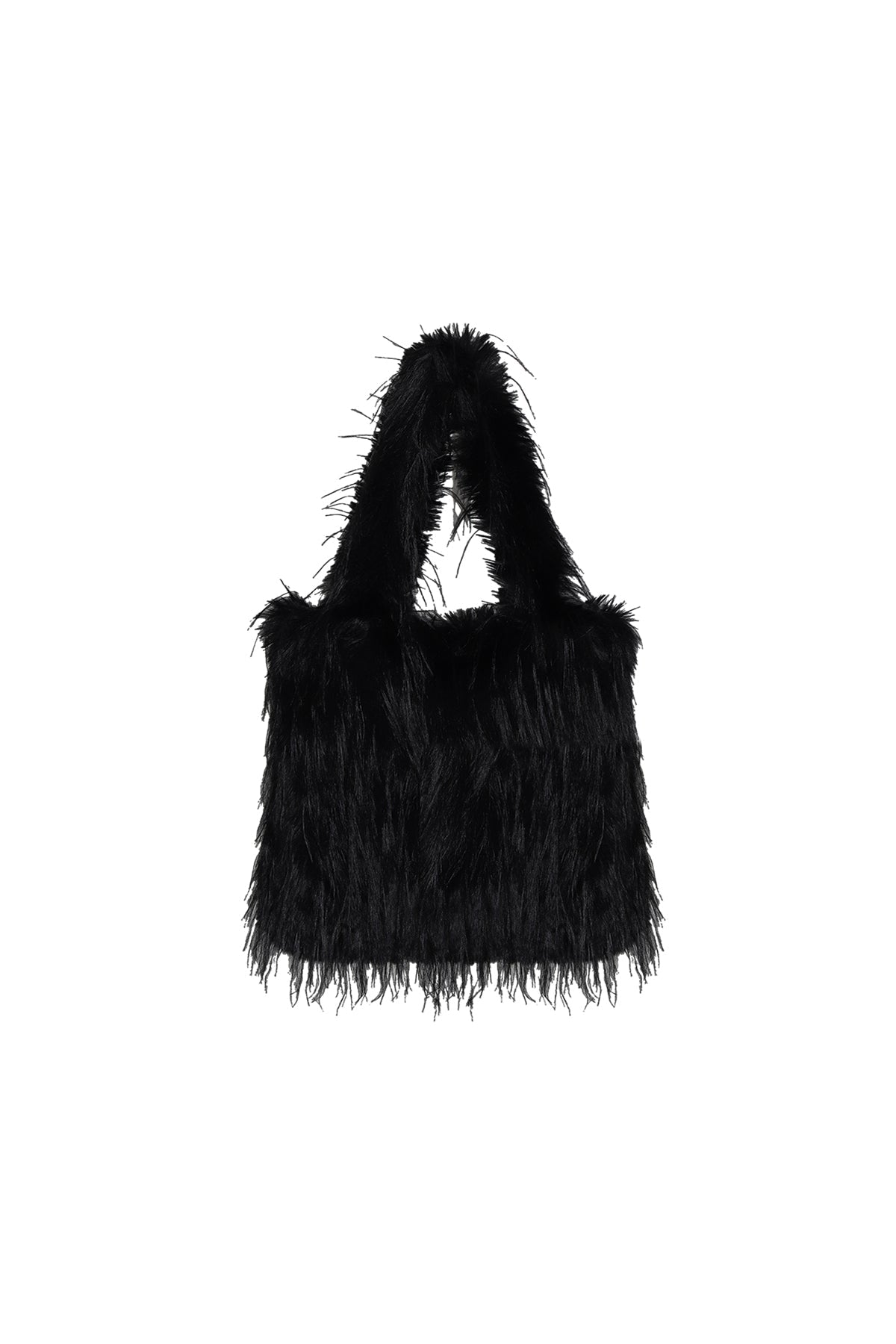 Black Feathered Faux Fur Bag Pastel