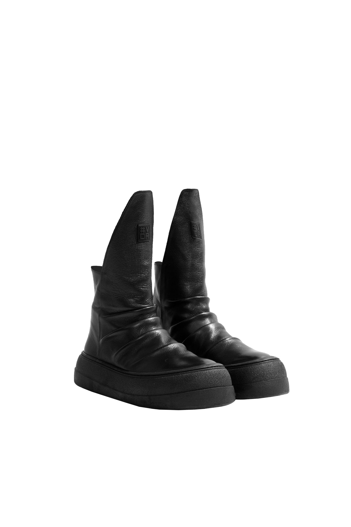 Black Layered Sole Leather Boots Pei