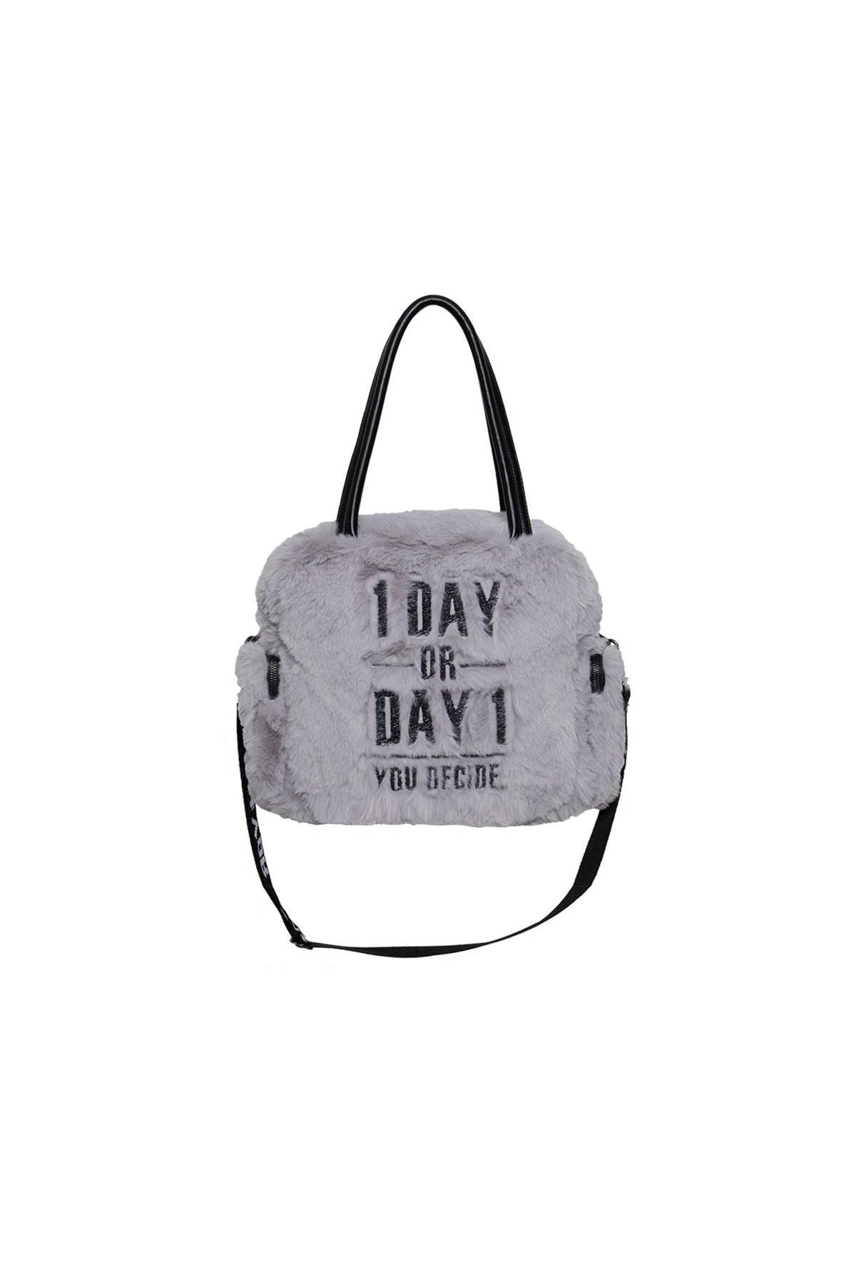 Grey Faux Fur Shoulder Tote Bag Porto20
