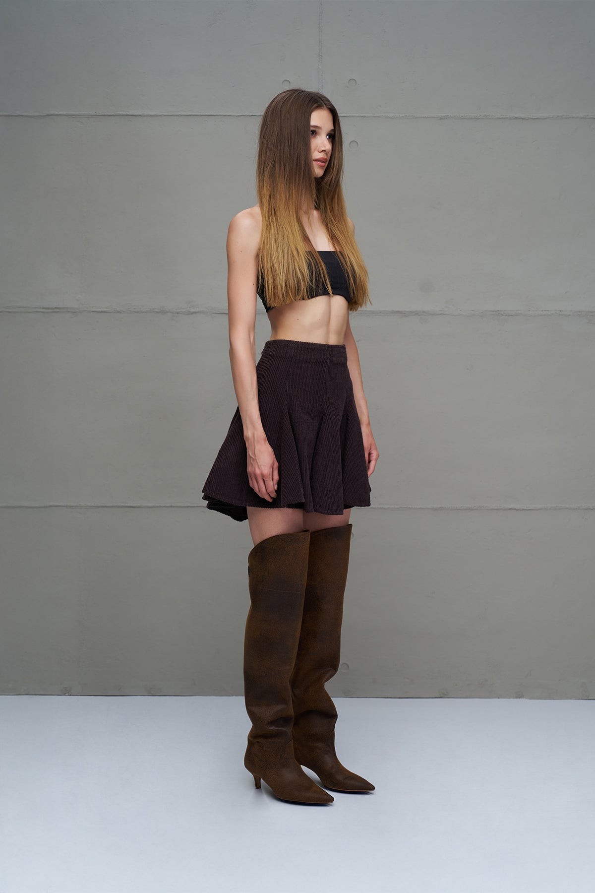 Brown Faux Distressed Leather Boots Roxette