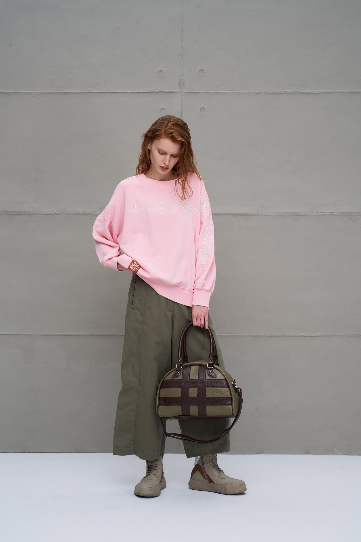 Khaki Brown Logo Detailed Bag Via3