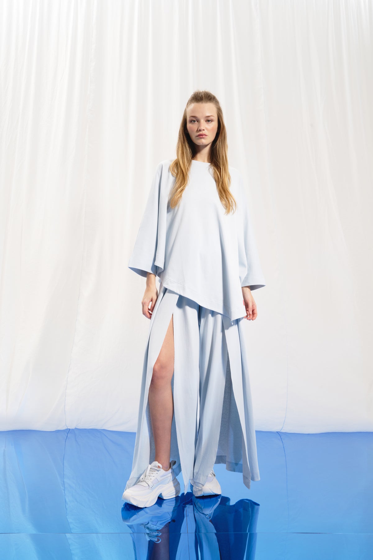 Light Grey Asymmetric Interlock T-shirt 17005