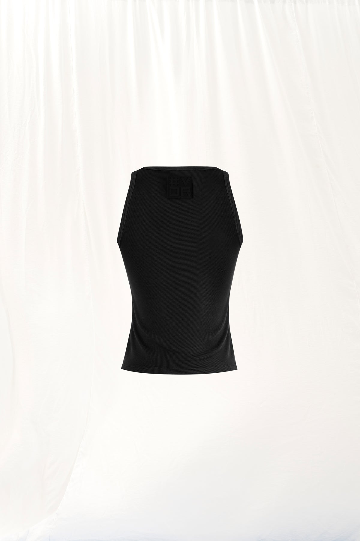 Black Slogan Print Ribbed Tank Top 17016