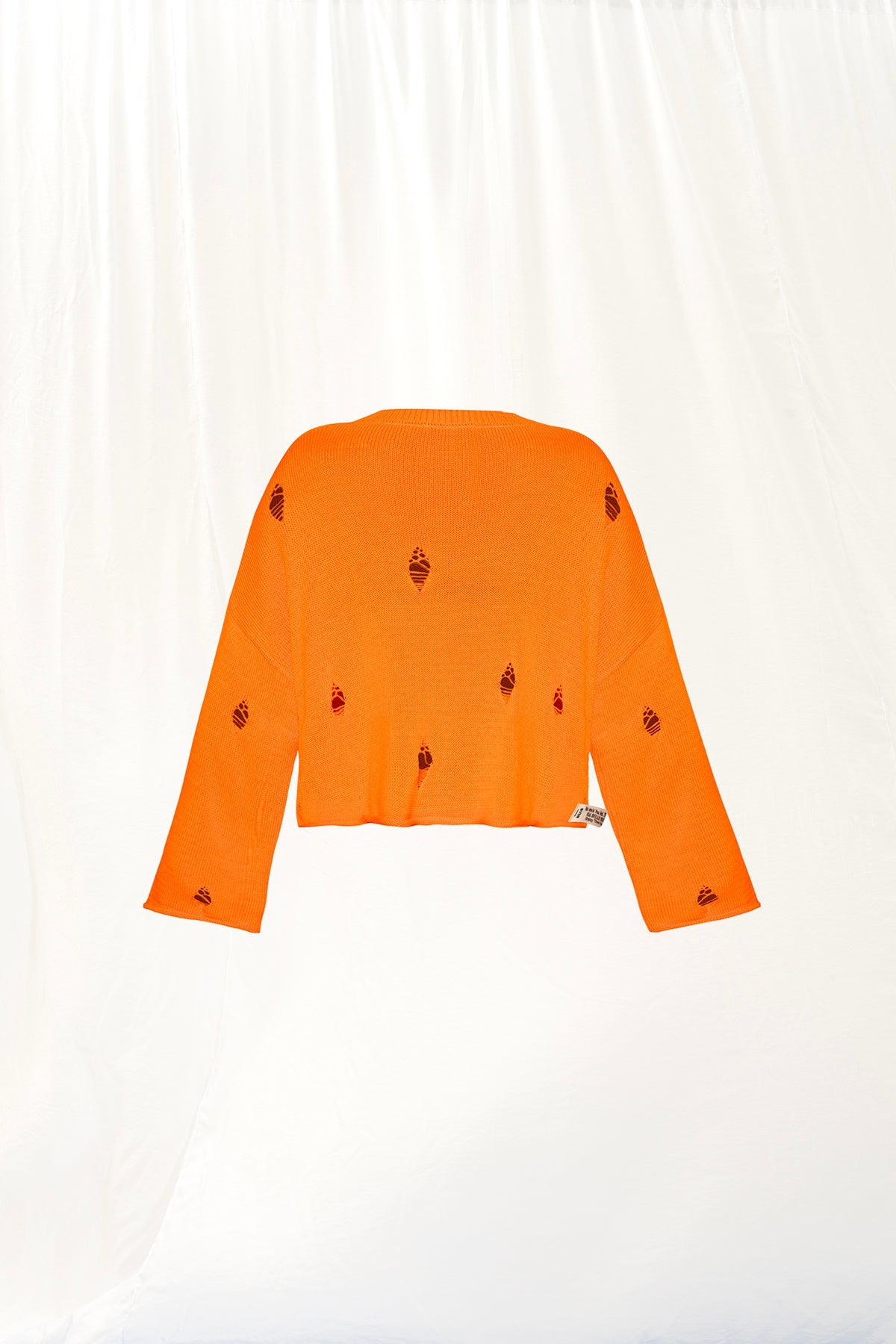 Neon Orange Slogan Print Knit Sweater 17181