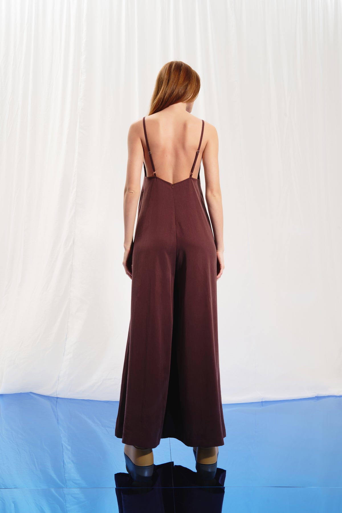 Brown V-neck Jumpsuit 17218
