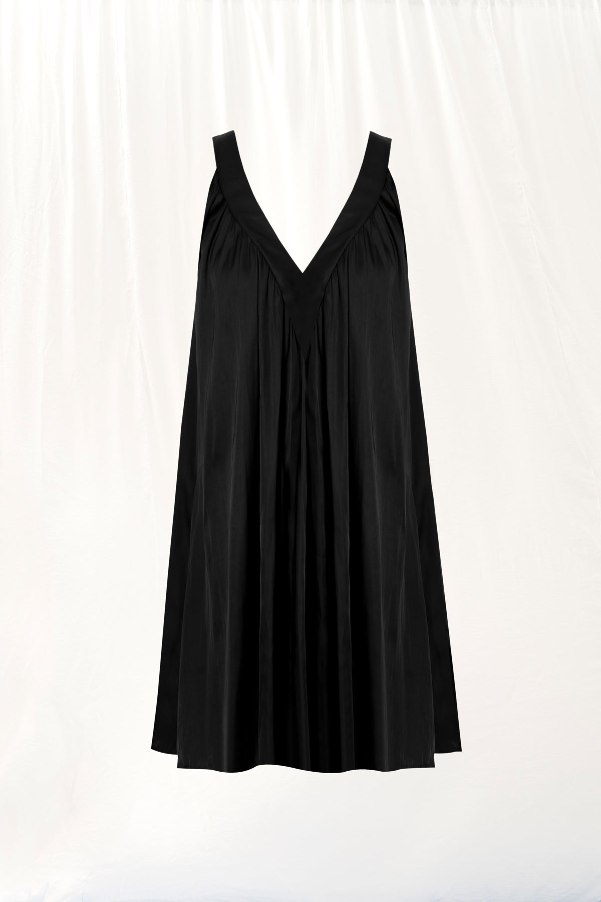 Black V-neck Satin Mini Dress 17283