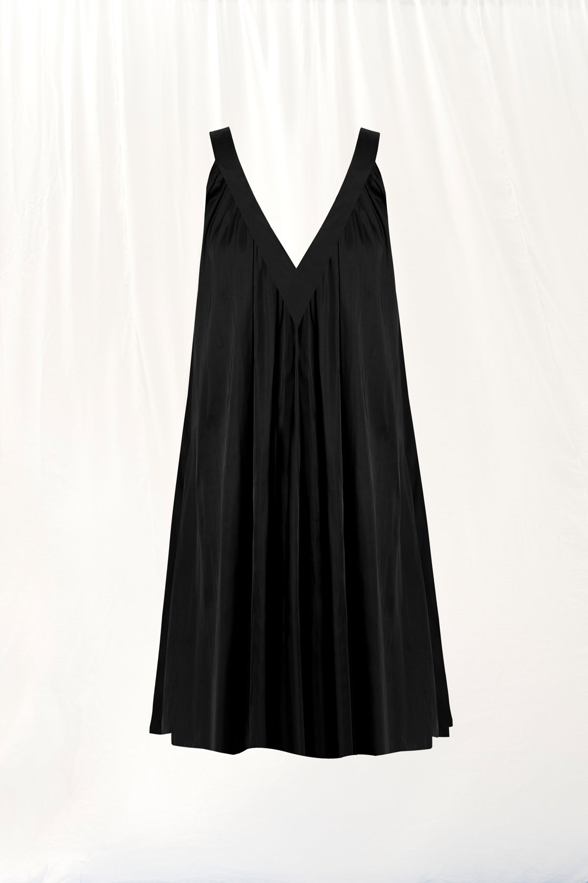 Black V-neck Satin Mini Dress 17283