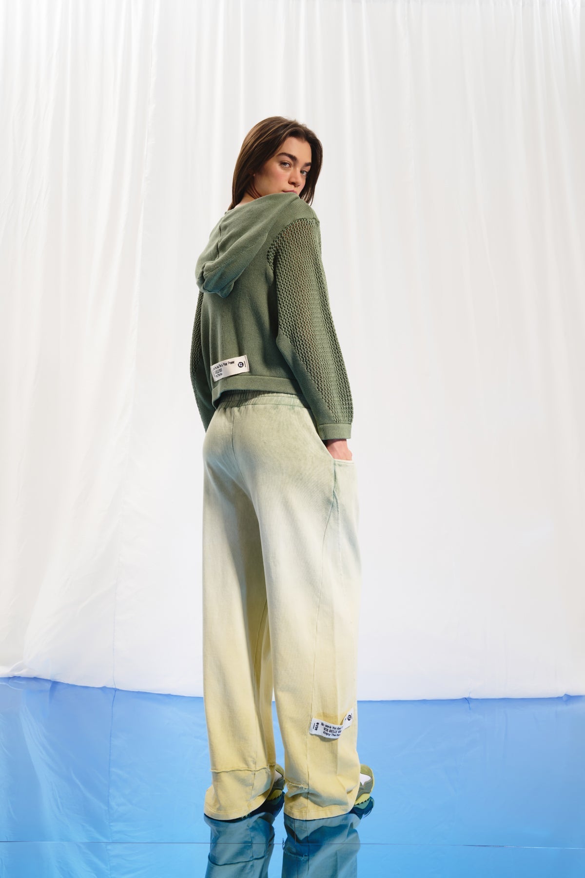 Olive Green Pistachio Wide-leg Trousers 17344