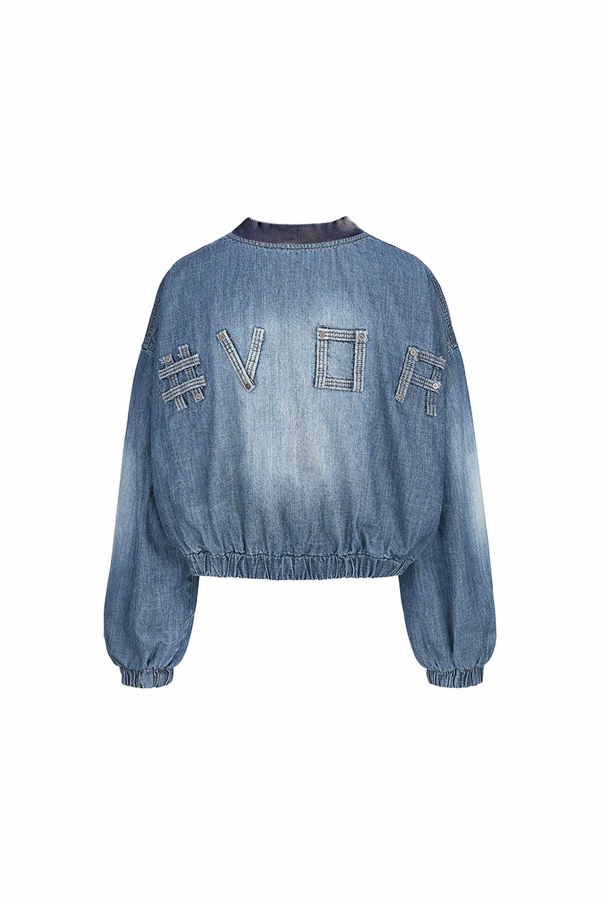 Dark Blue Back Logo Detail Denim Bomber Bomber 19065
