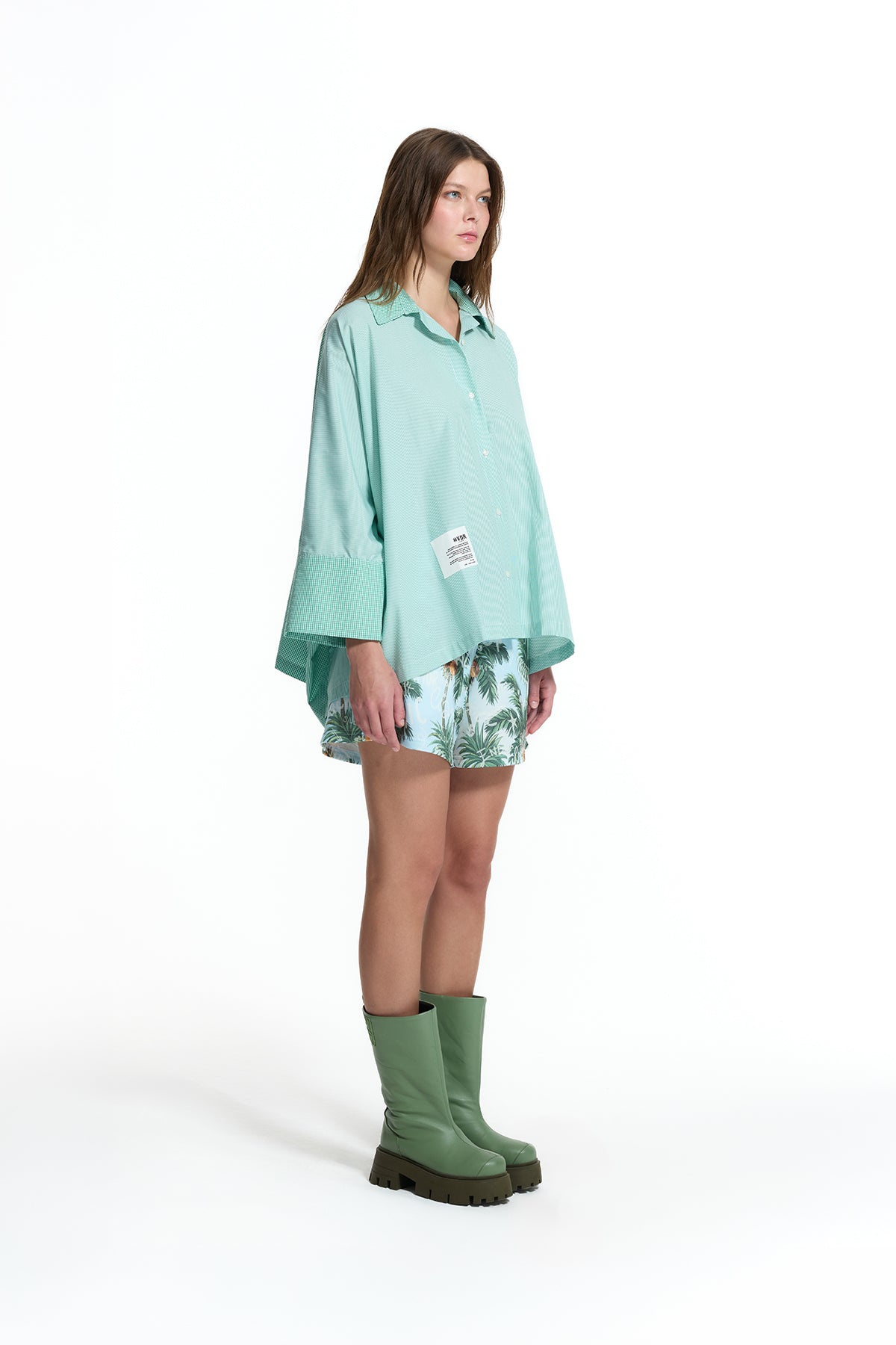 Green Back Print Relaxed Fit Tunic Shirt 19073