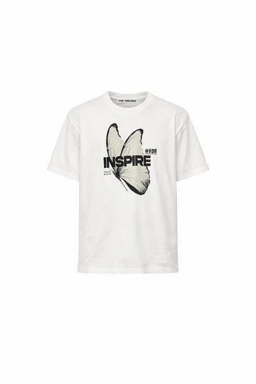 White Butterfly Print Oversize T-shirt 19080