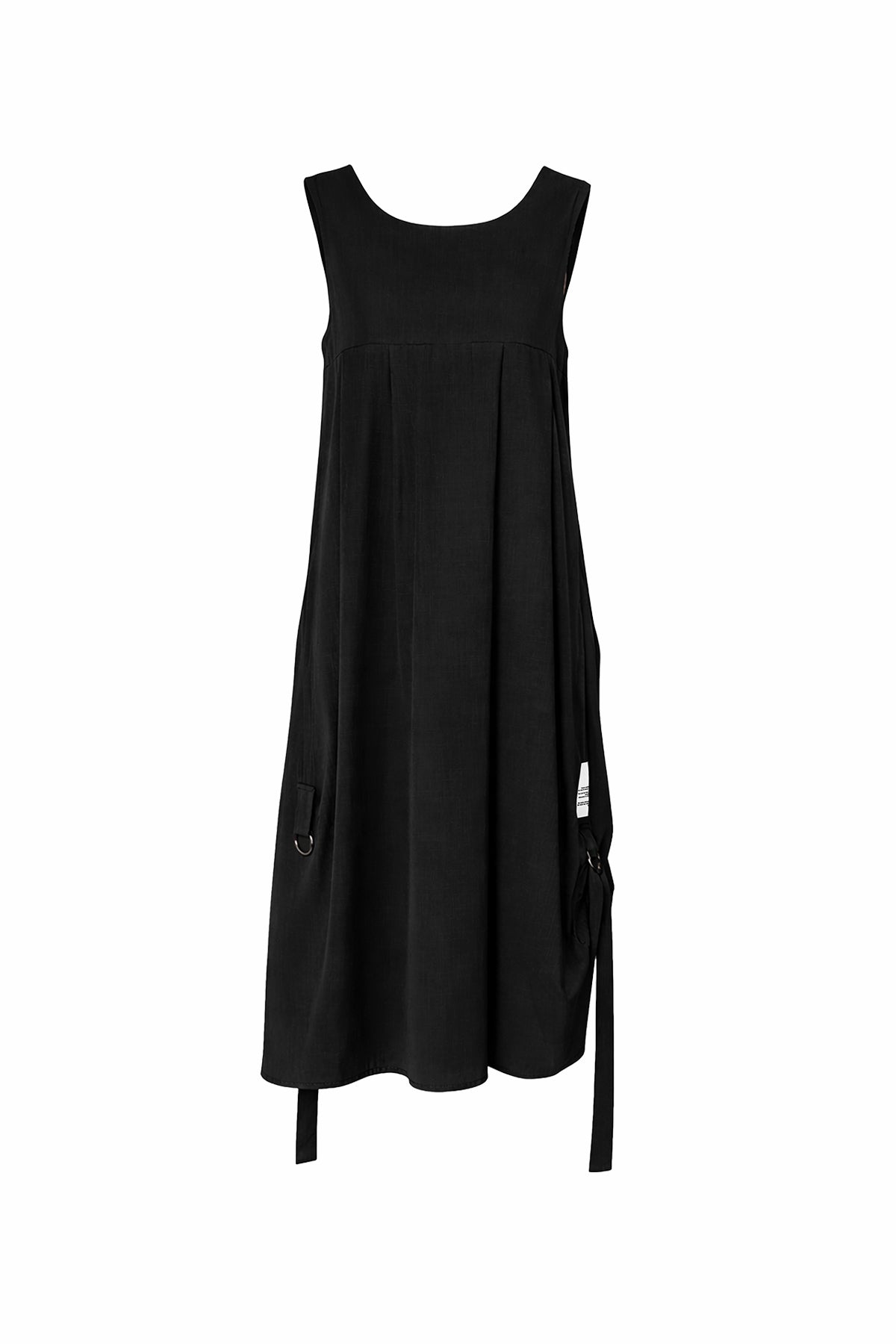 Black Open-back Gathered Detail Midi Dress 19102