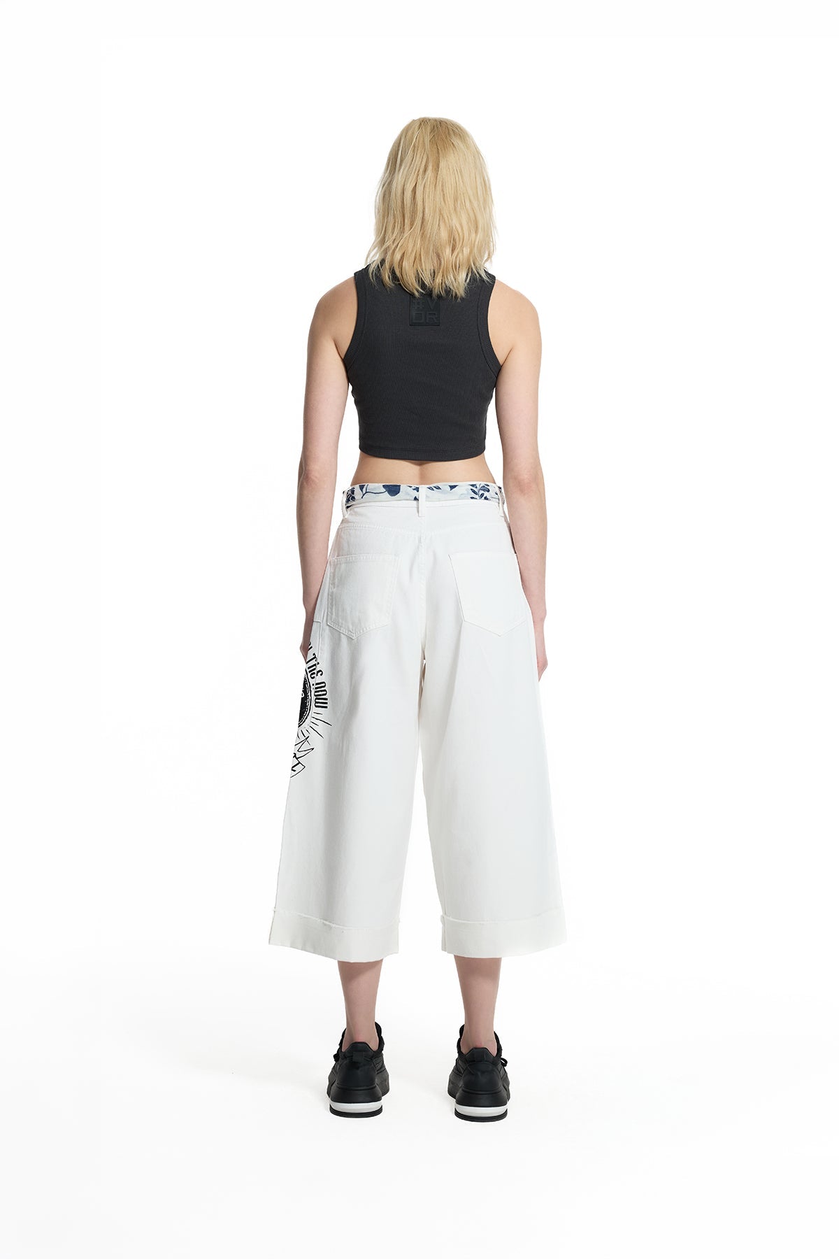 White Patch Print Belted Trousers 19131