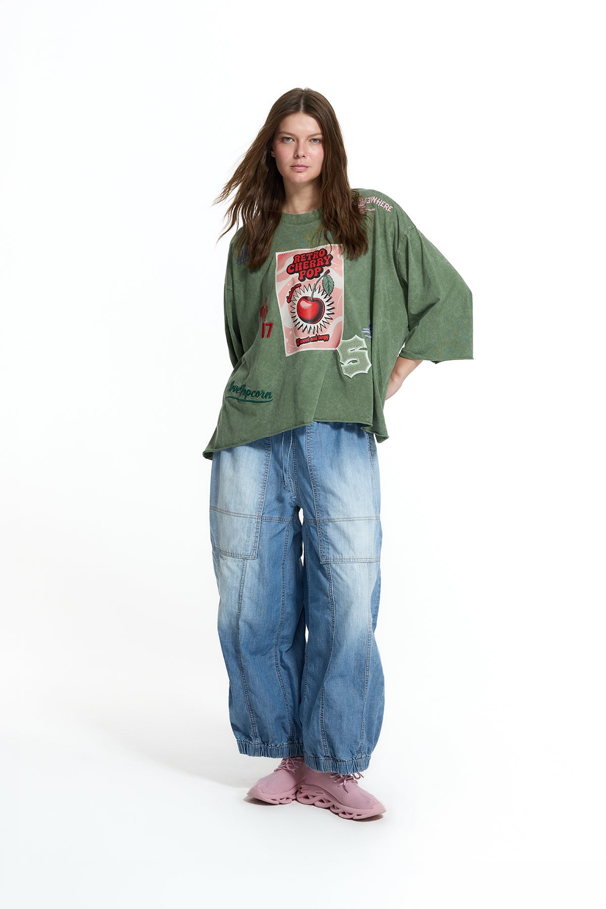 Khaki Washed Printed T-shirt 19154