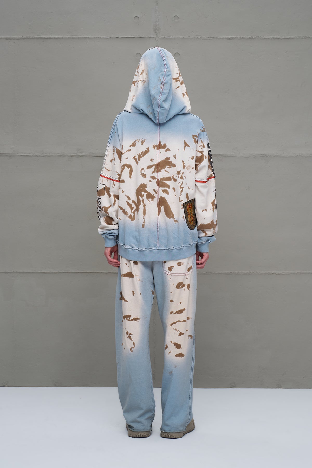 Blue Beige Distressed Print Oversized Sweatshirt 18000