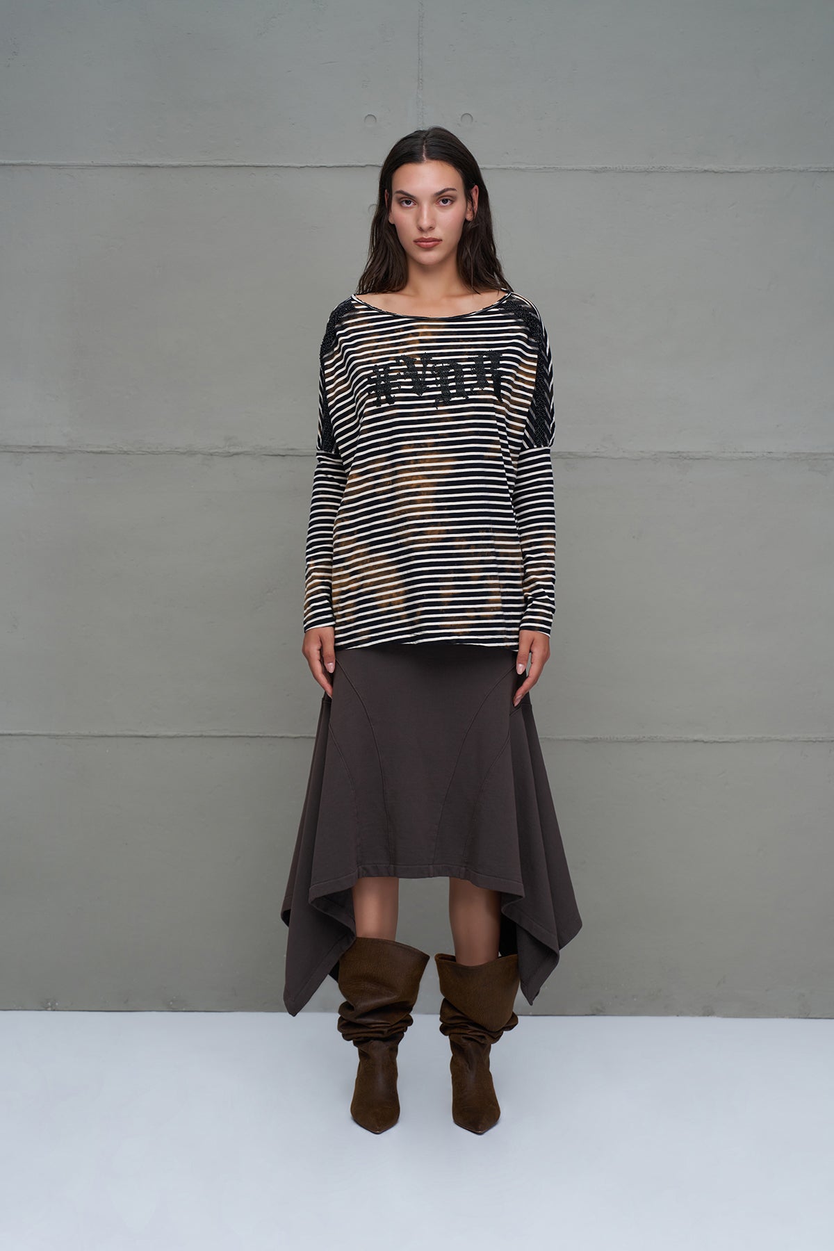 Black White Striped Long Sleeve T-shirt 18004