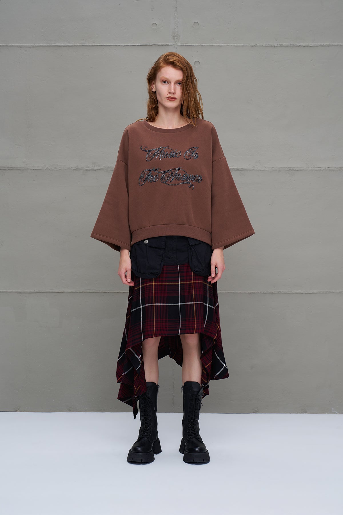 Brown Crew Neck Oversized Sweatshirt 18018