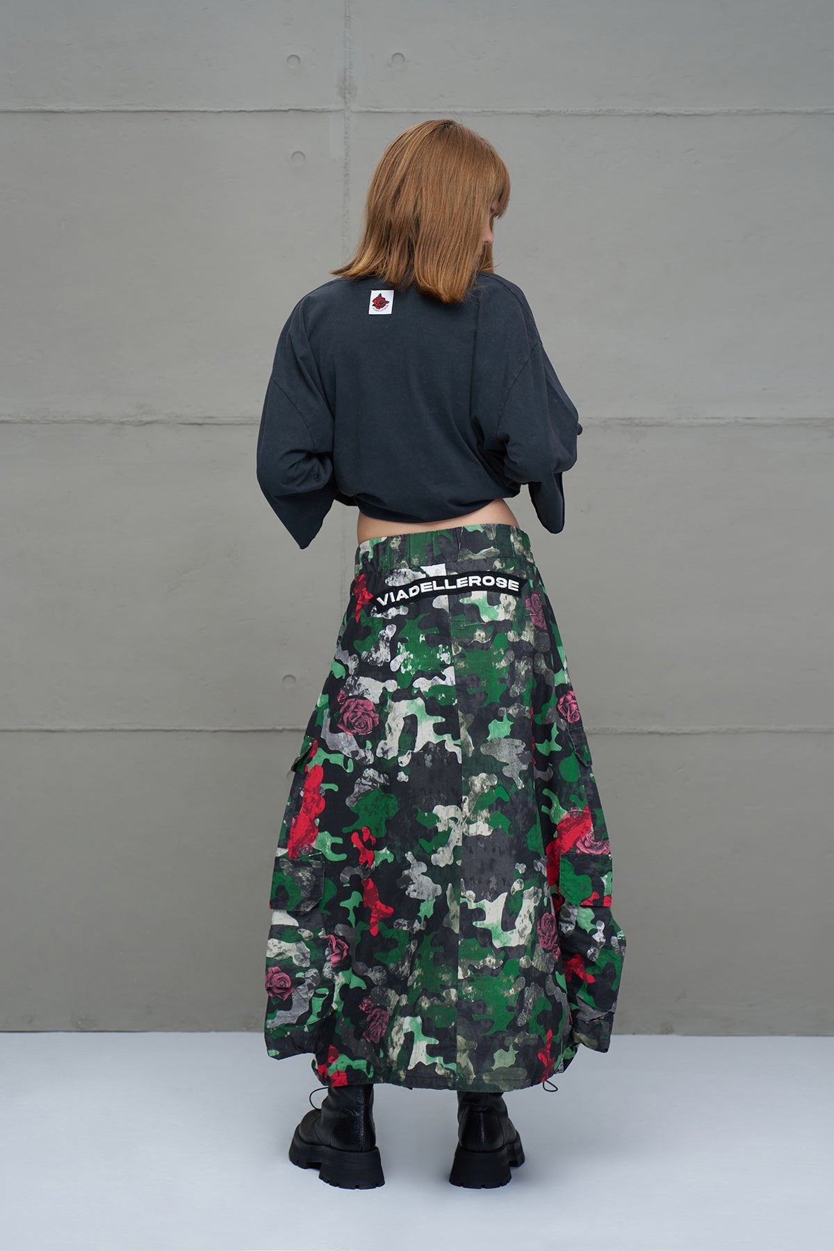 Camo Camouflage Print Oversized Midi Skirt 18028