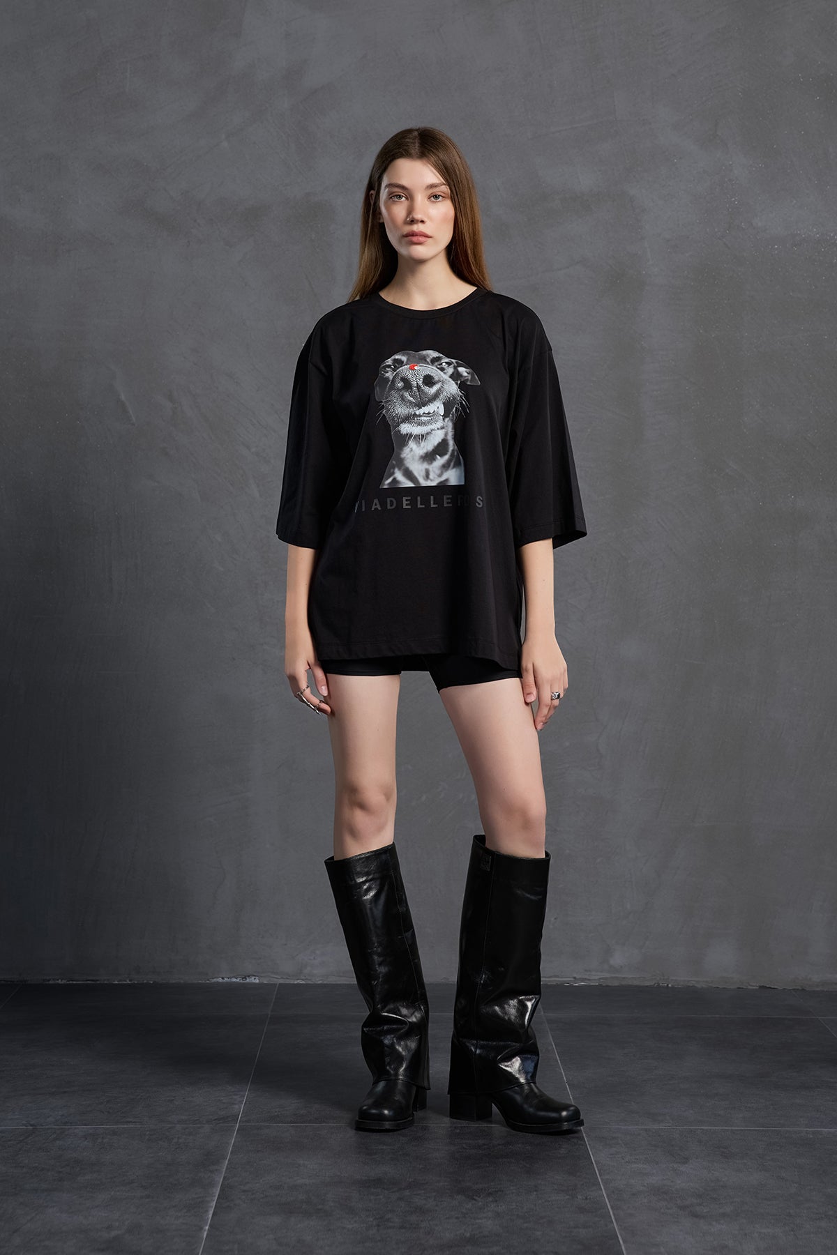 Black Printed Oversize T-shirt 18036