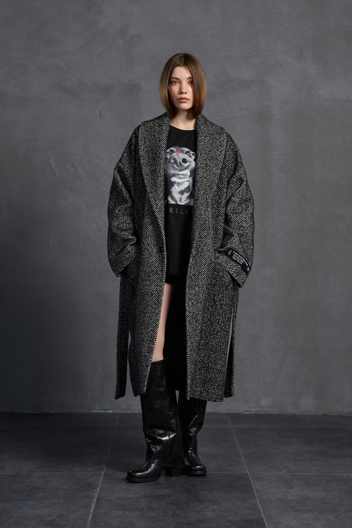 Black Printed Oversize T-shirt 18036