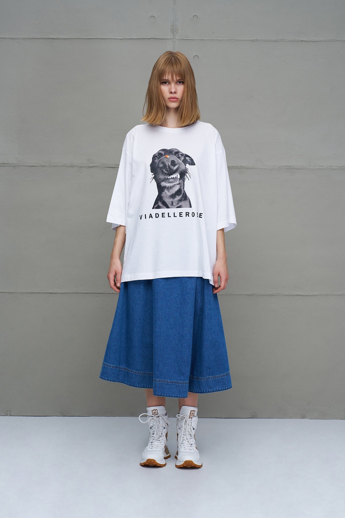 White Printed Oversized T-shirt 18036
