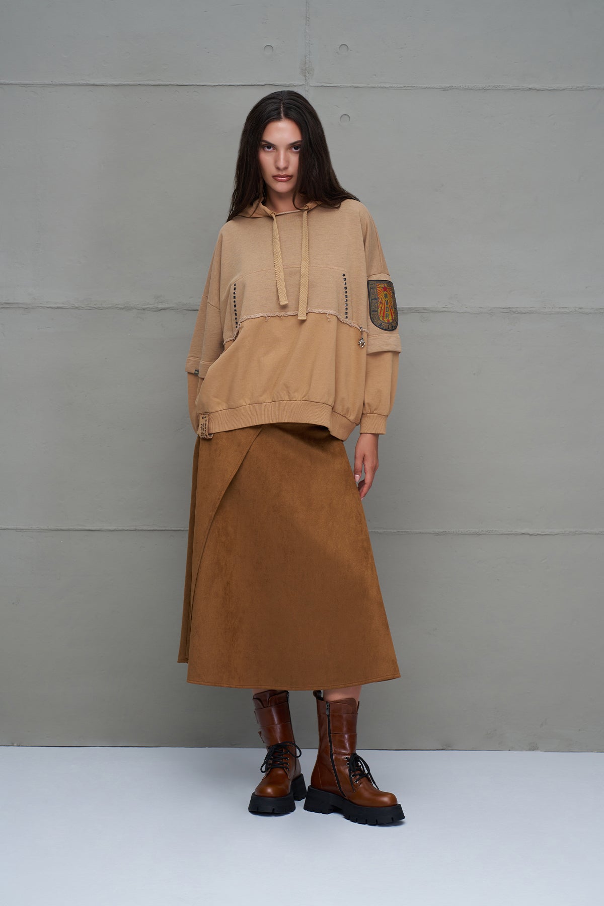 Camel Oversized Hooded Sweatshirt 18039