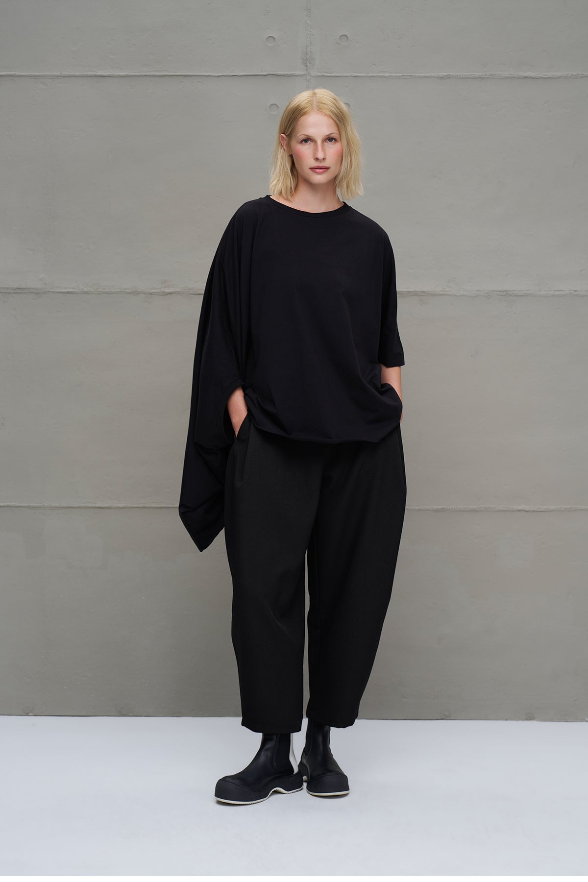 Black Asymmetric Oversized T-shirt 18043
