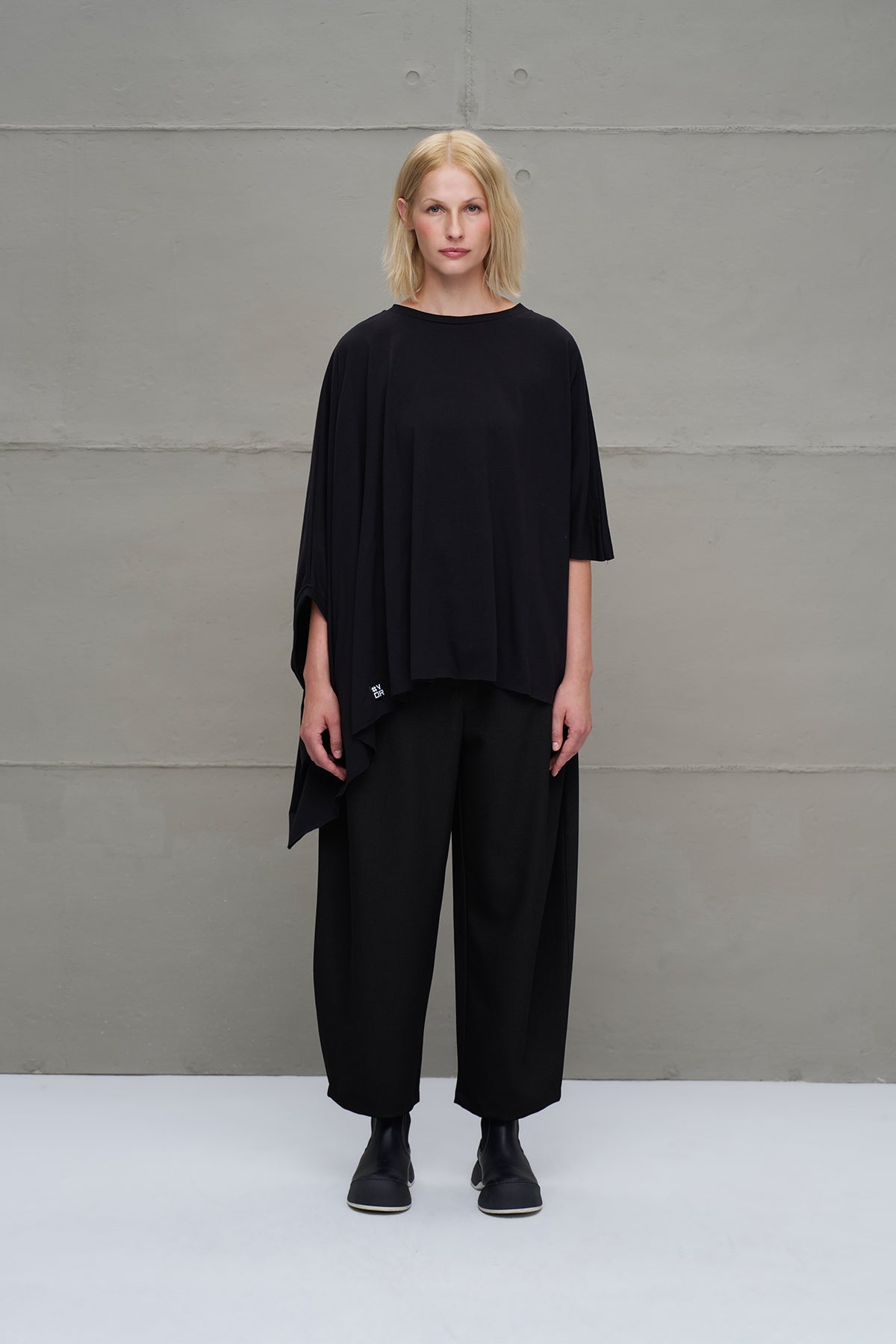 Black Asymmetric Oversized T-shirt 18043