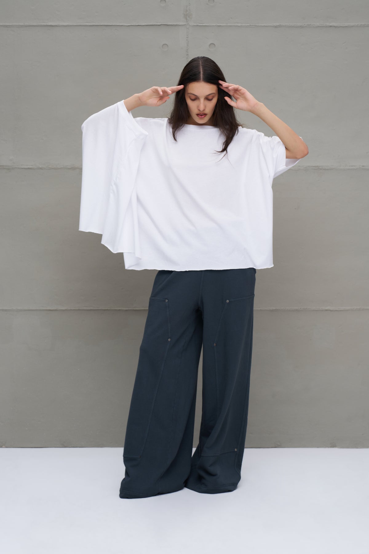 White Asymmetric Oversized T-shirt 18043