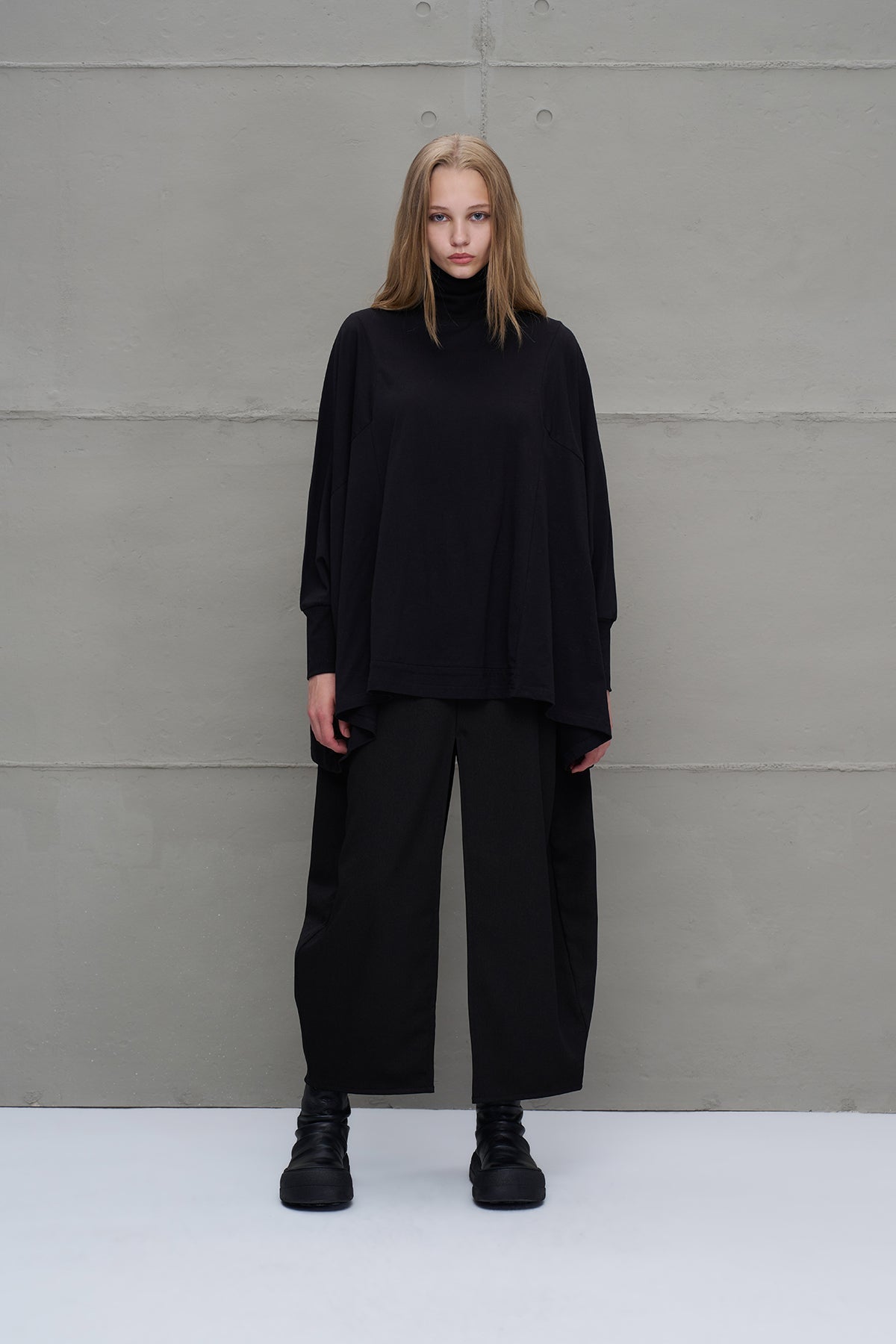 Black Turtleneck Long Sleeve Oversized Blouse 18044