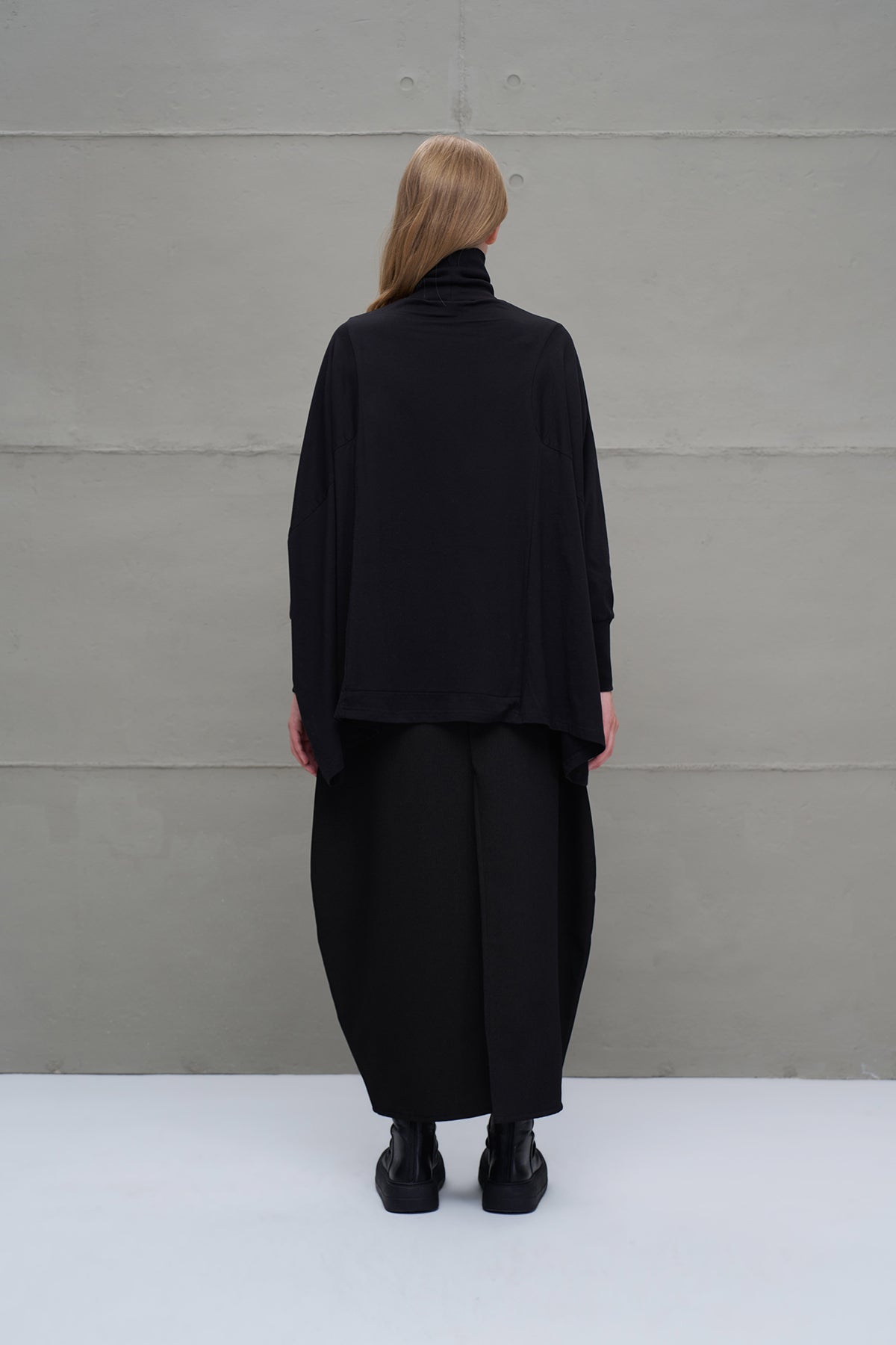 Black Turtleneck Long Sleeve Oversized Blouse 18044