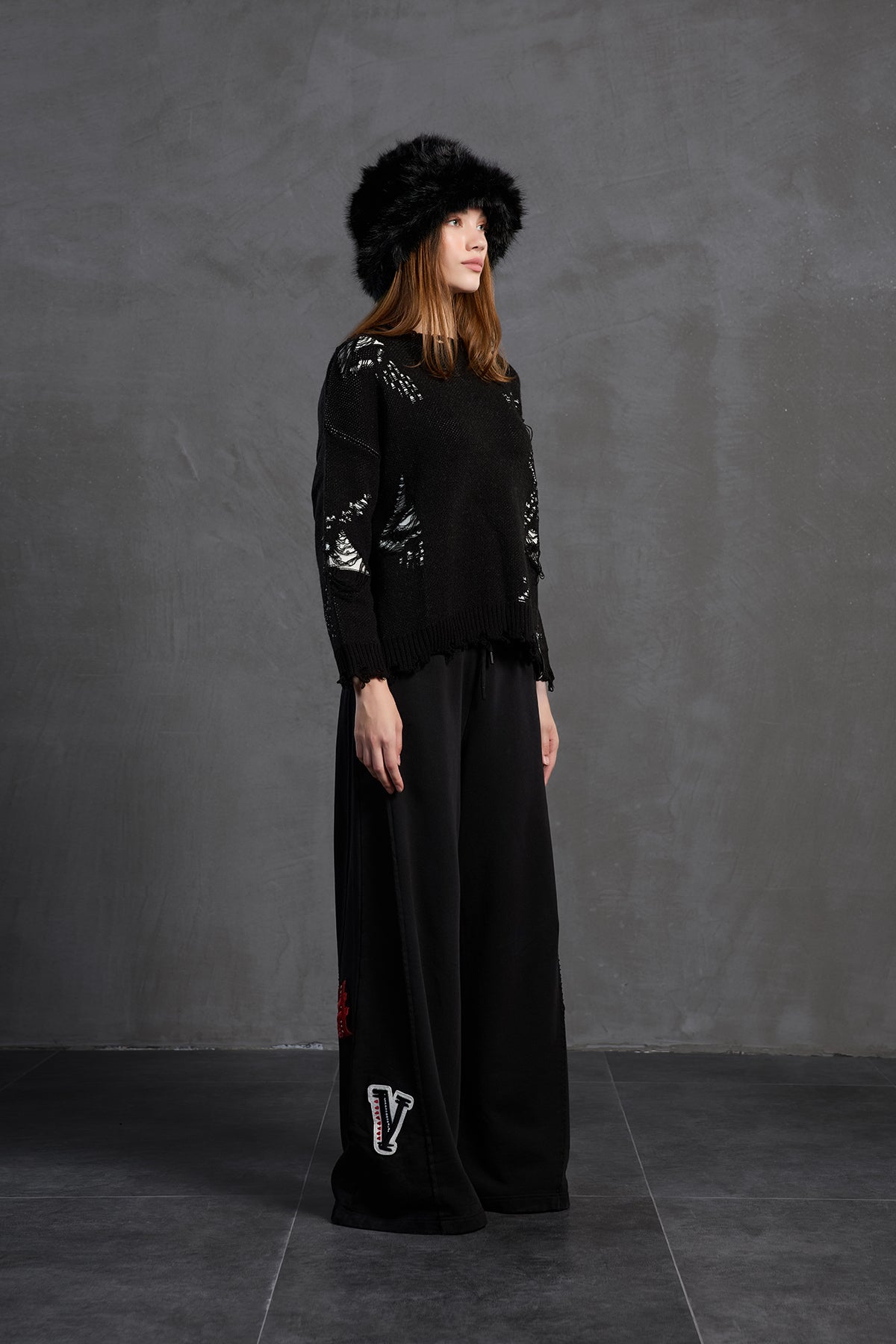 Black Off White Oversize Knit Sweater 18051