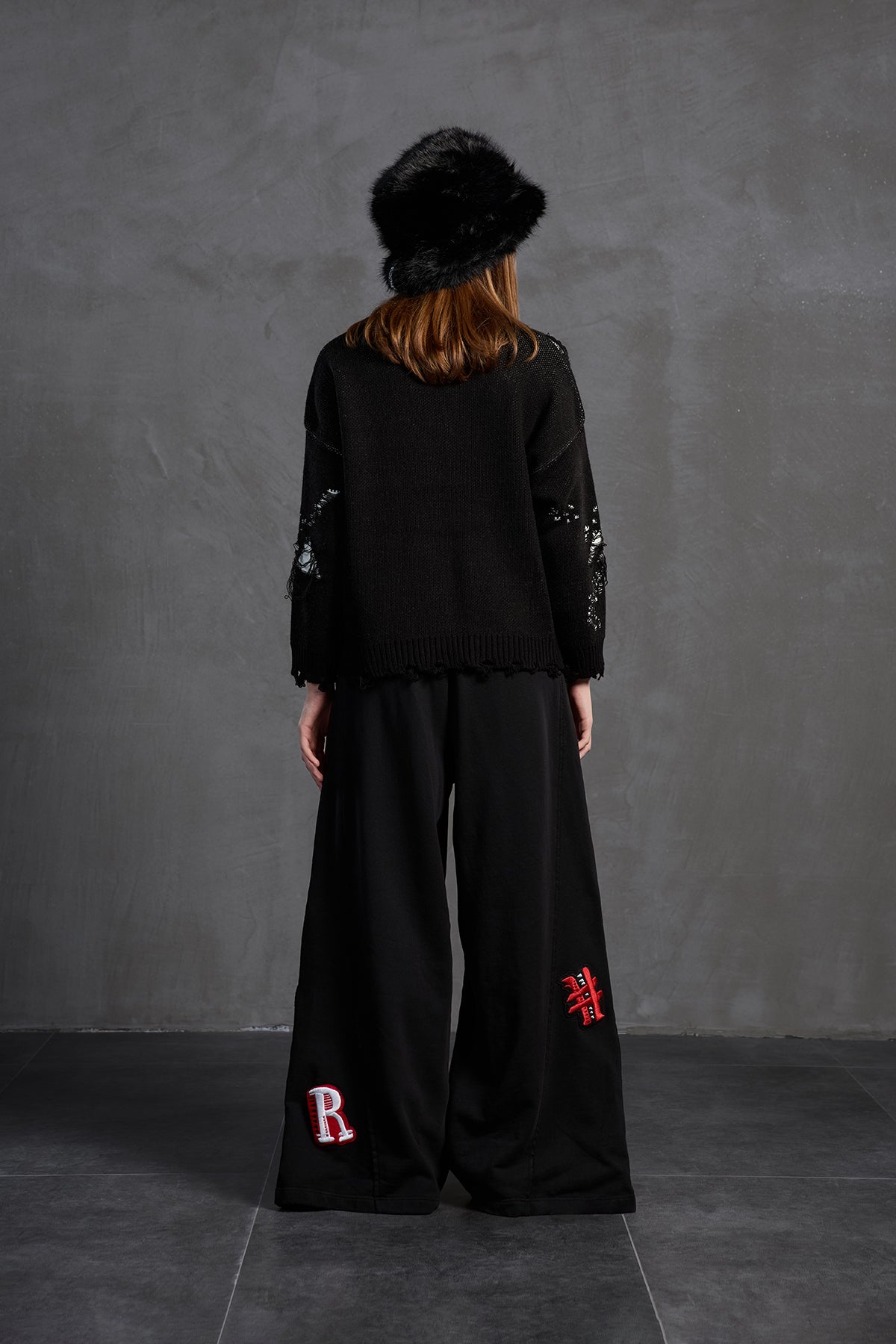 Black Off White Oversize Knit Sweater 18051