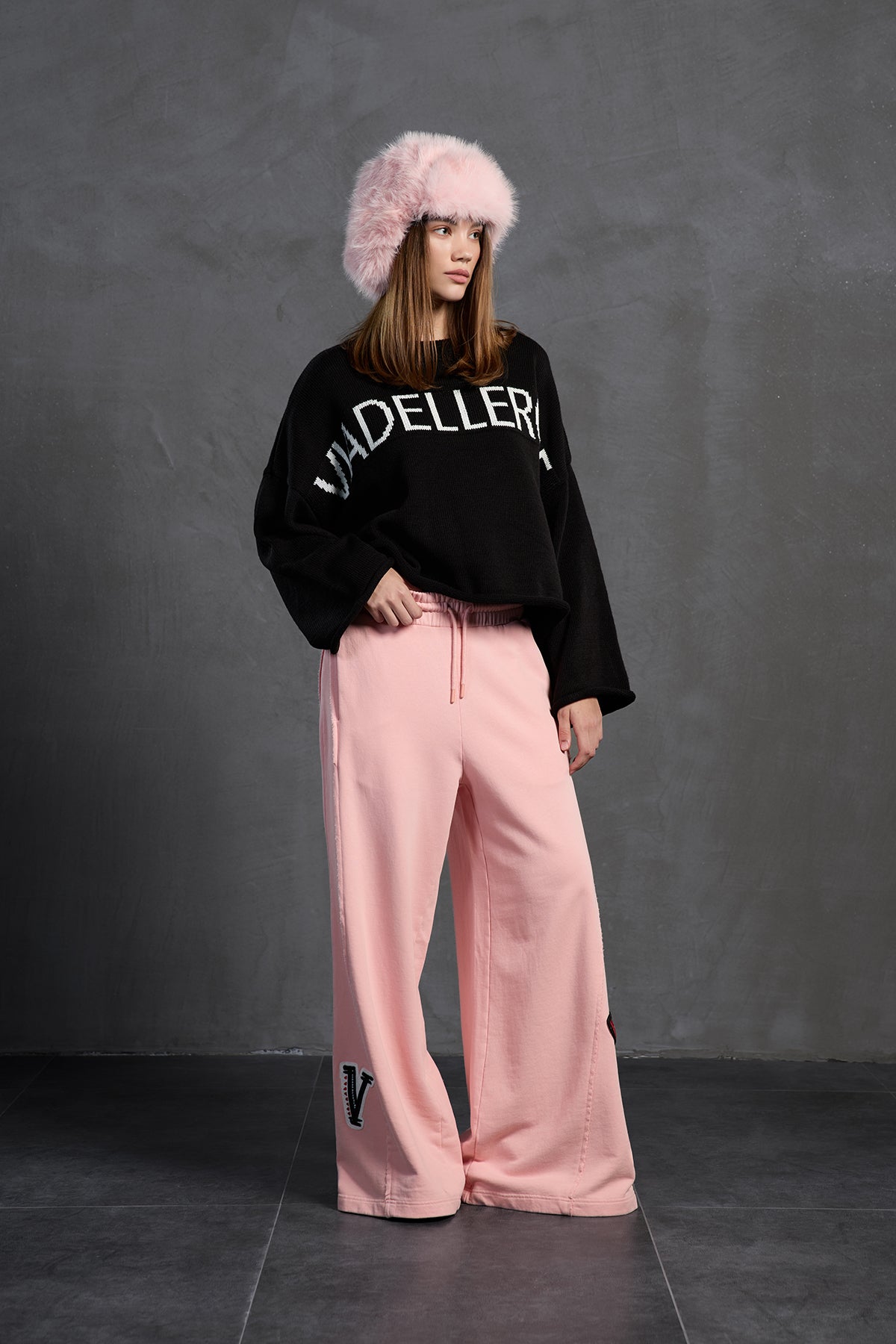 Black Printed Oversize Knit Sweater 18057