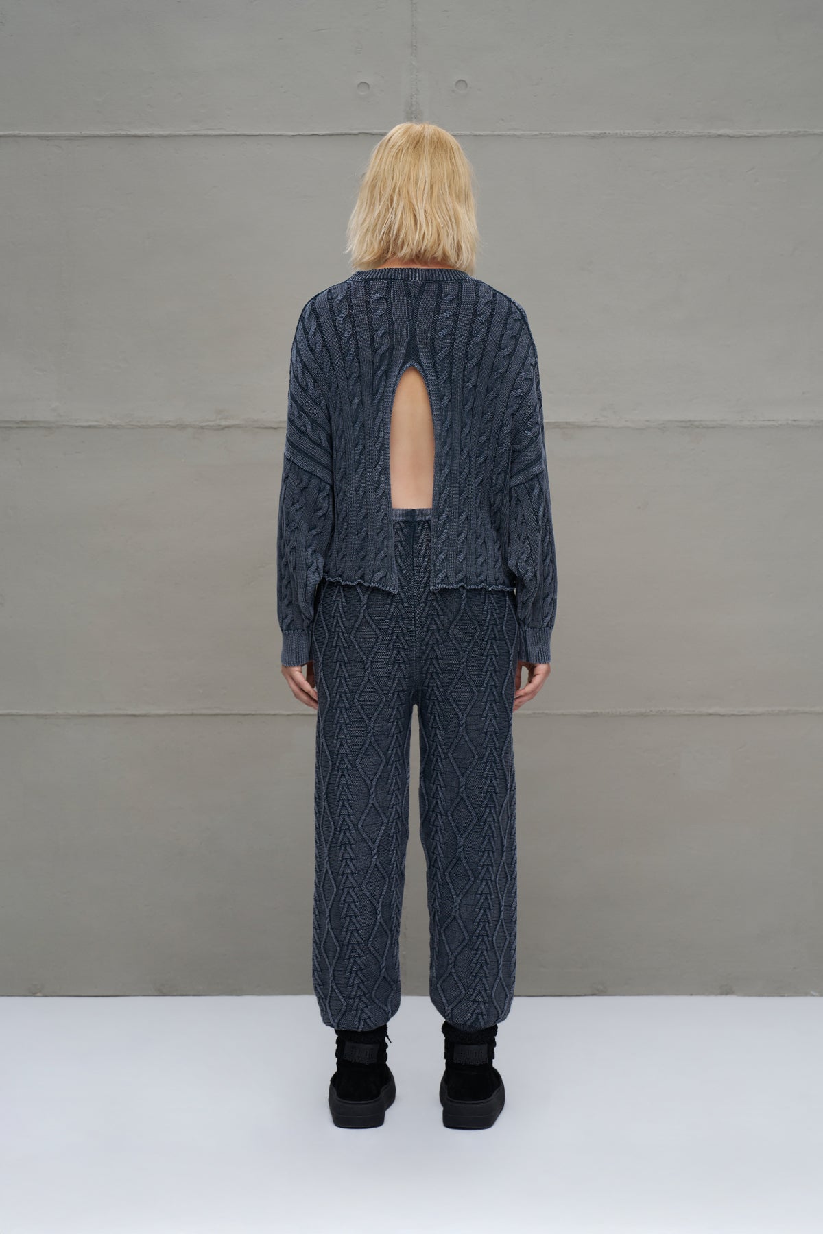 Anthracite Patterned Knit Trousers 18060