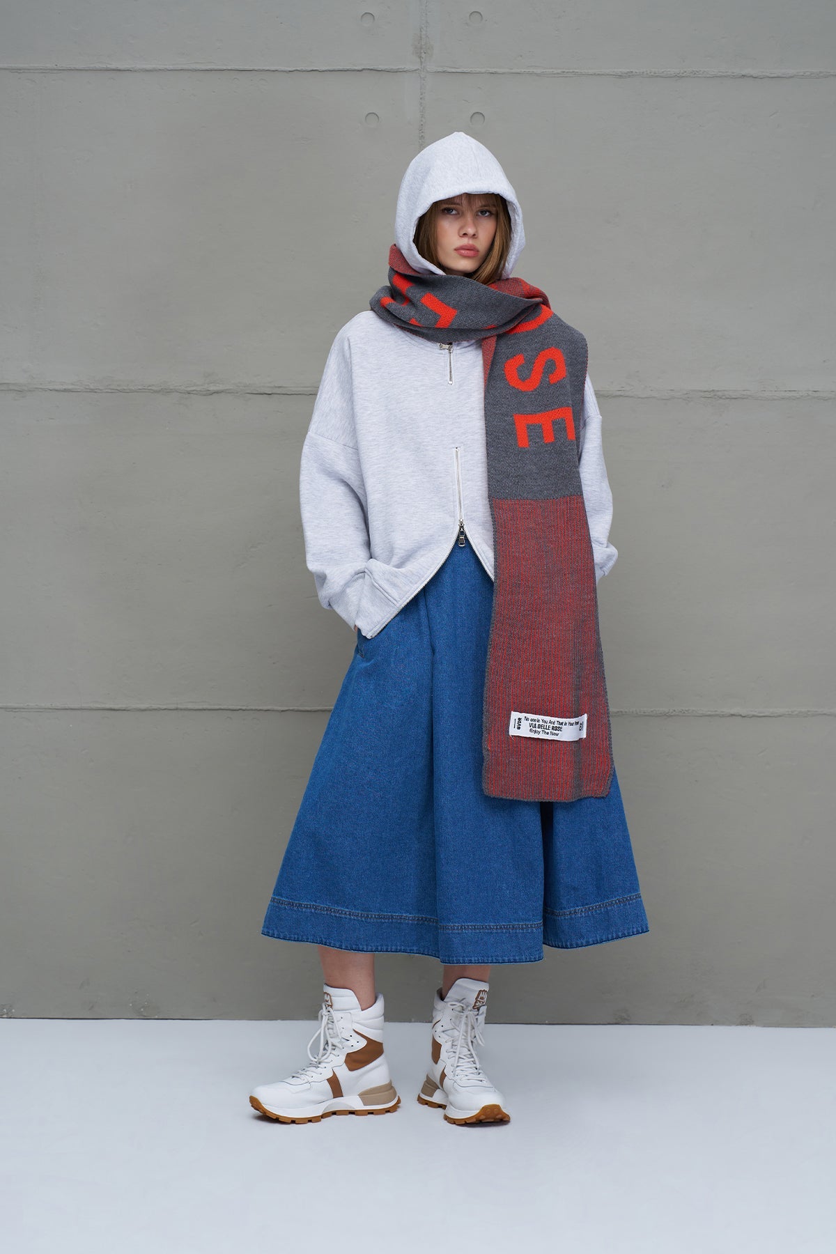 Grey Melange Orange Scarf Vw2618069