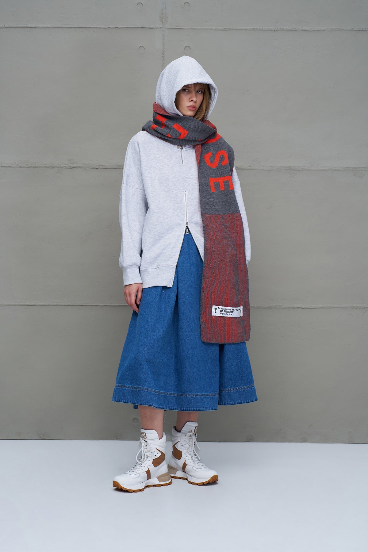 Grey Melange Orange Scarf Vw2618069