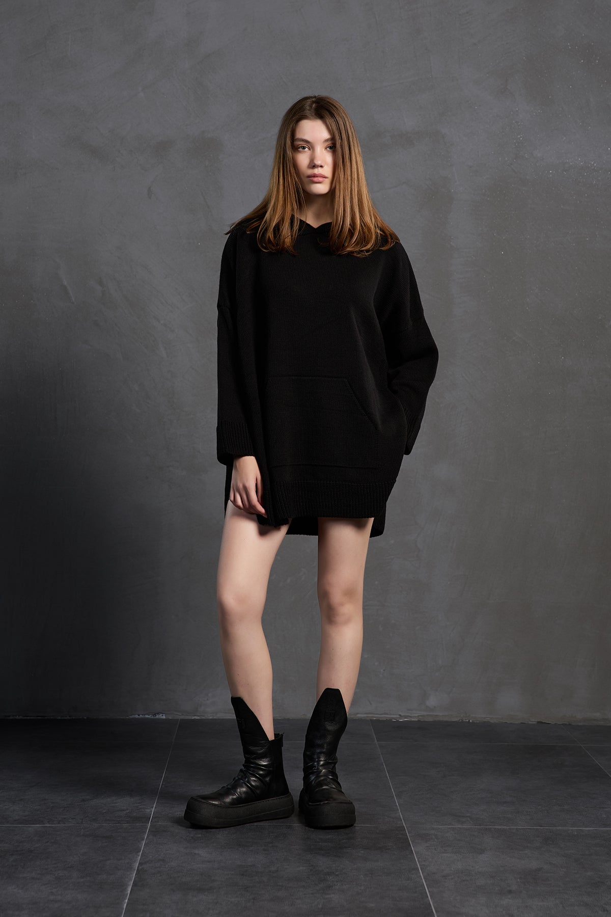 Black Oversize Knit Sweater 18071