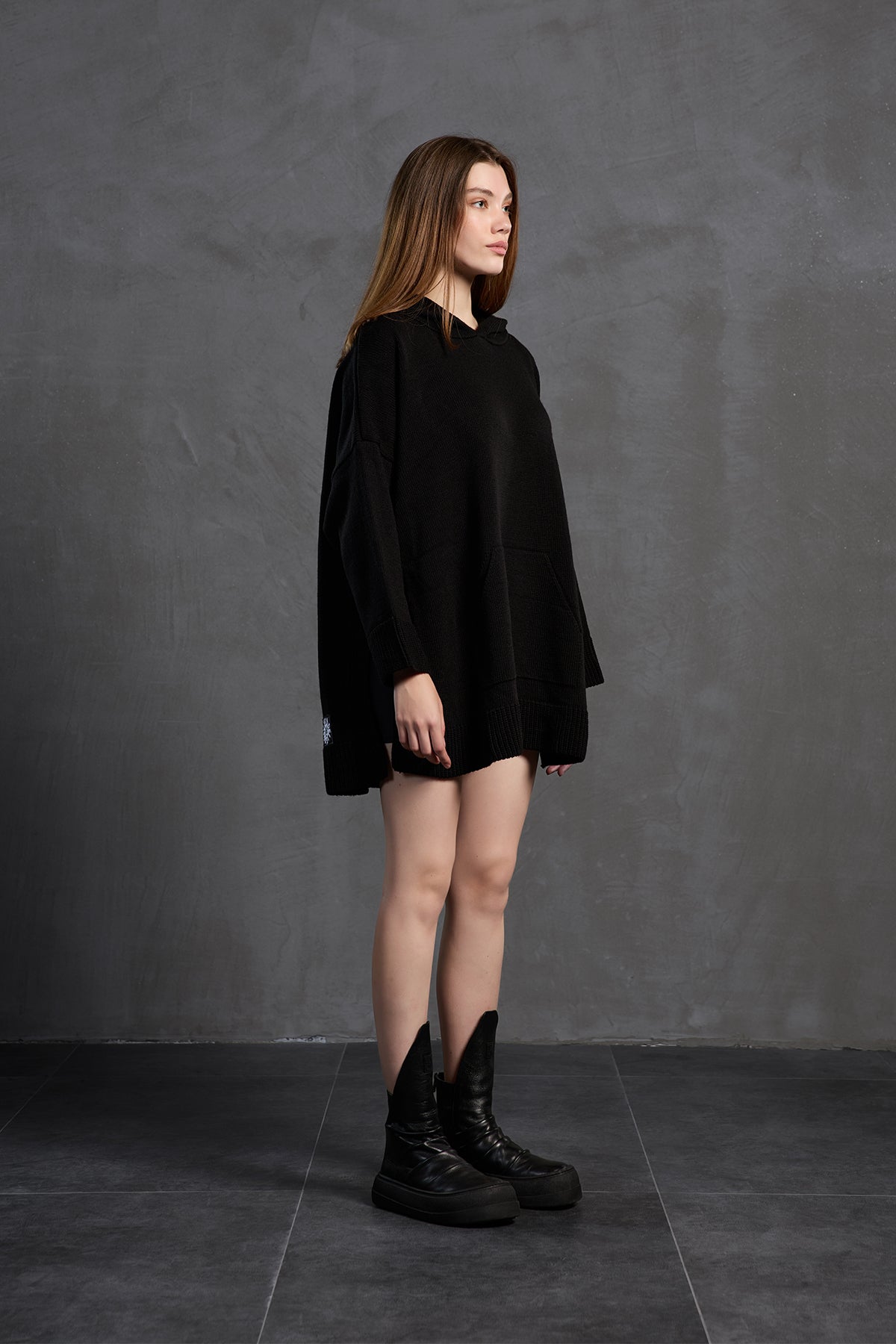 Black Oversize Knit Sweater 18071